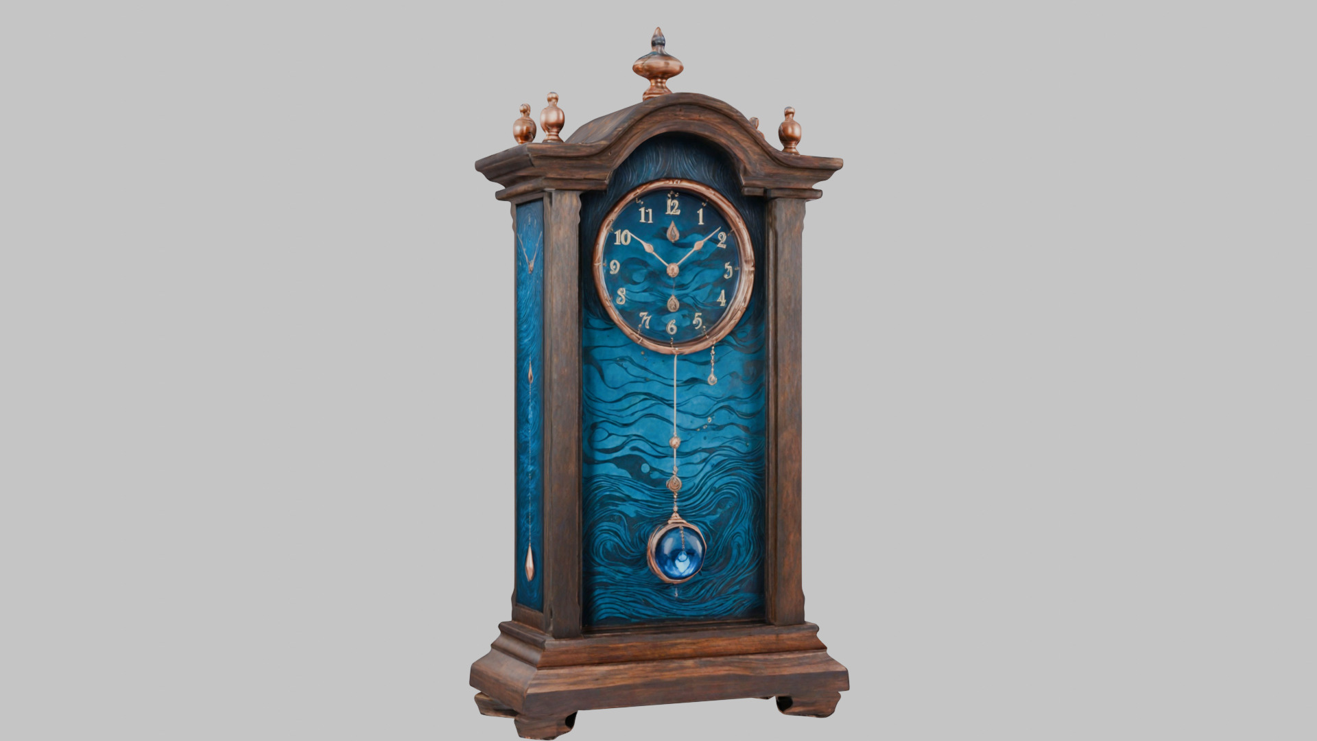 Ancient Vintage Victorian Wall Wooden Clock Pendulum Low-poly 3D model_8
