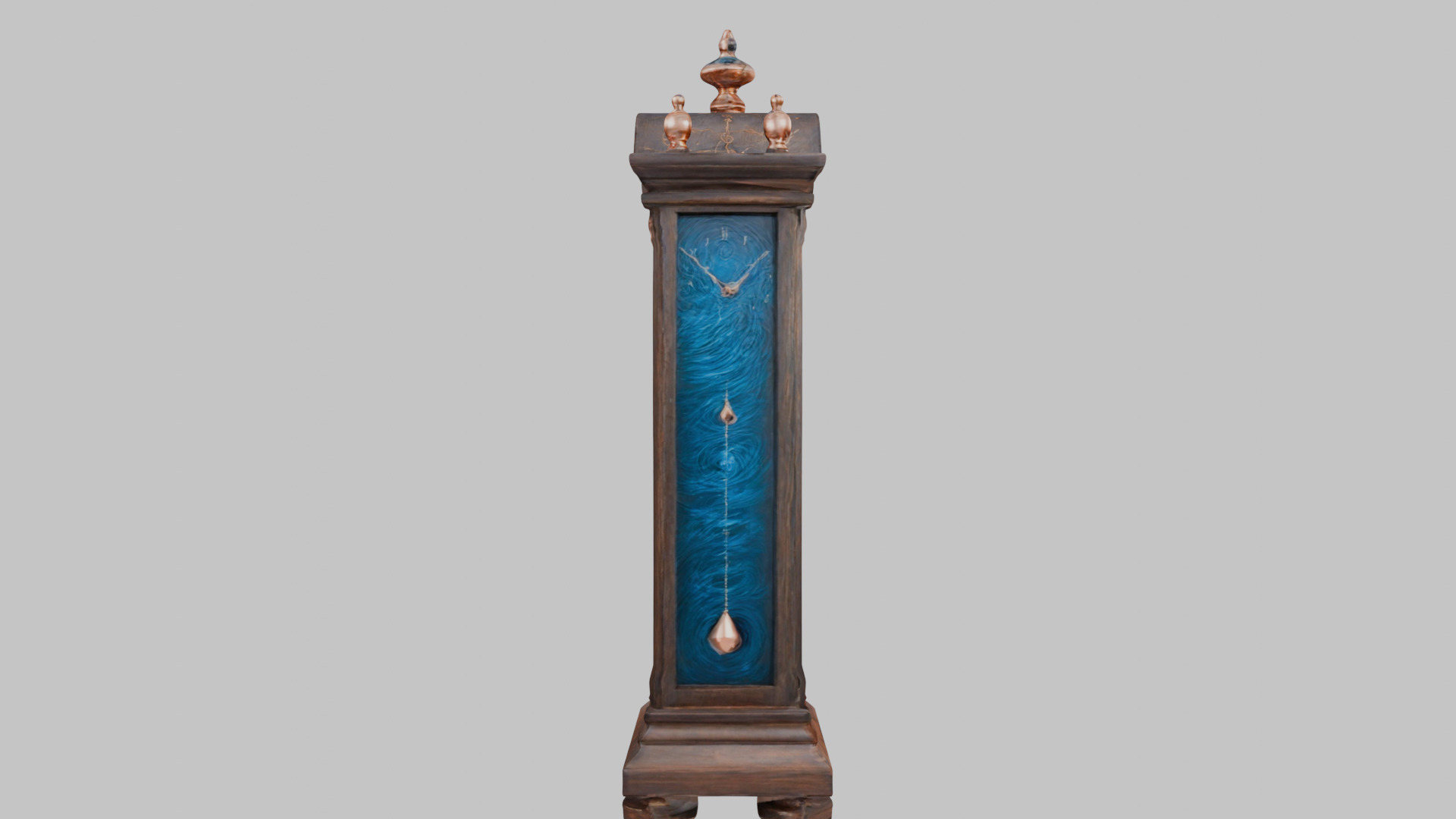 Ancient Vintage Victorian Wall Wooden Clock Pendulum Low-poly 3D model_11