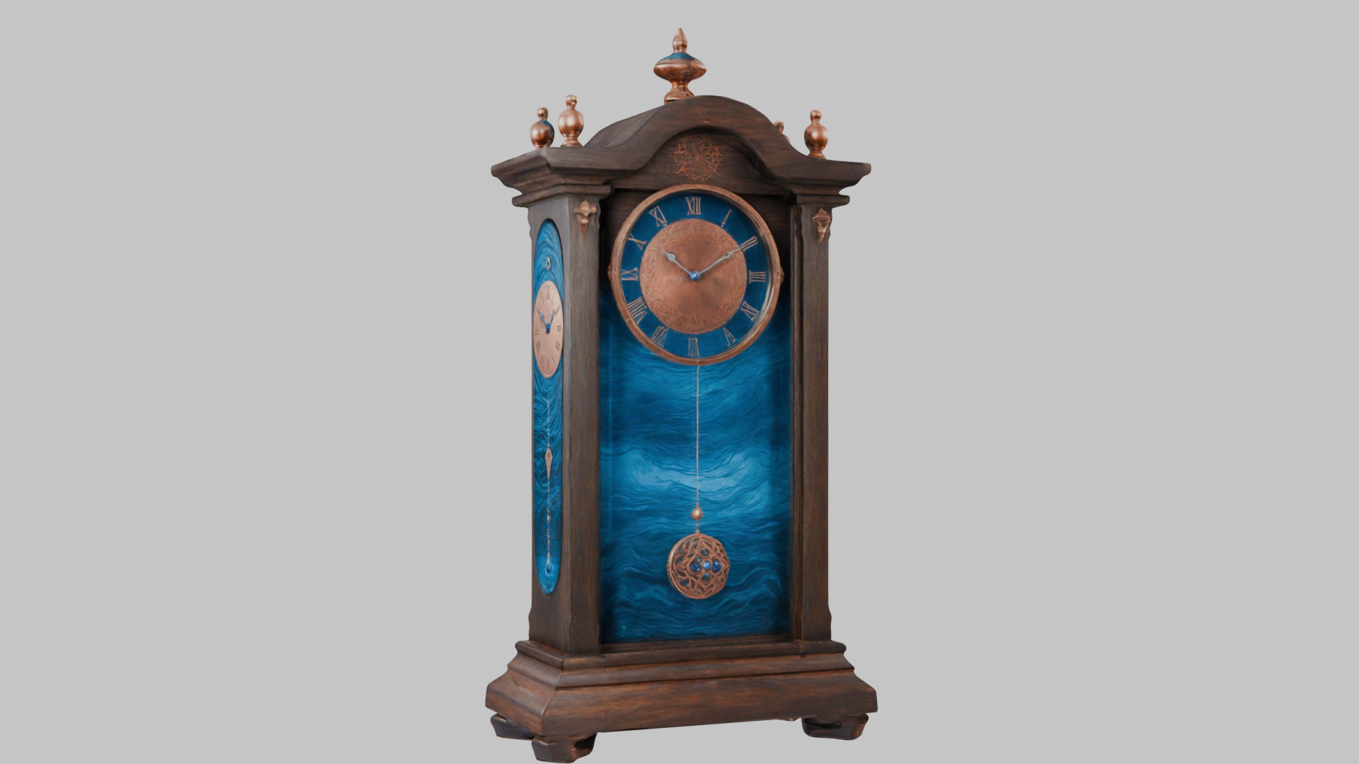 Ancient Vintage Victorian Wall Wooden Clock Pendulum Low-poly 3D model_1