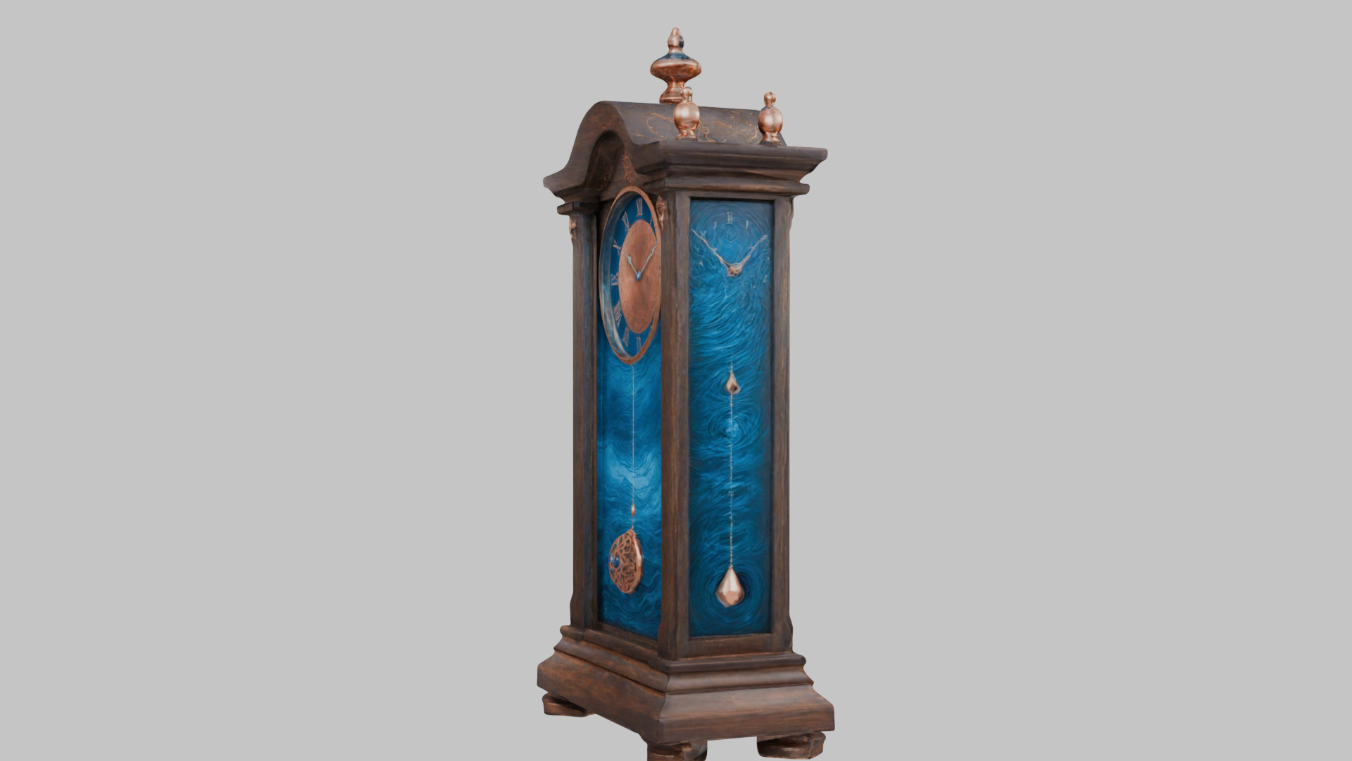 Ancient Vintage Victorian Wall Wooden Clock Pendulum Low-poly 3D model_12