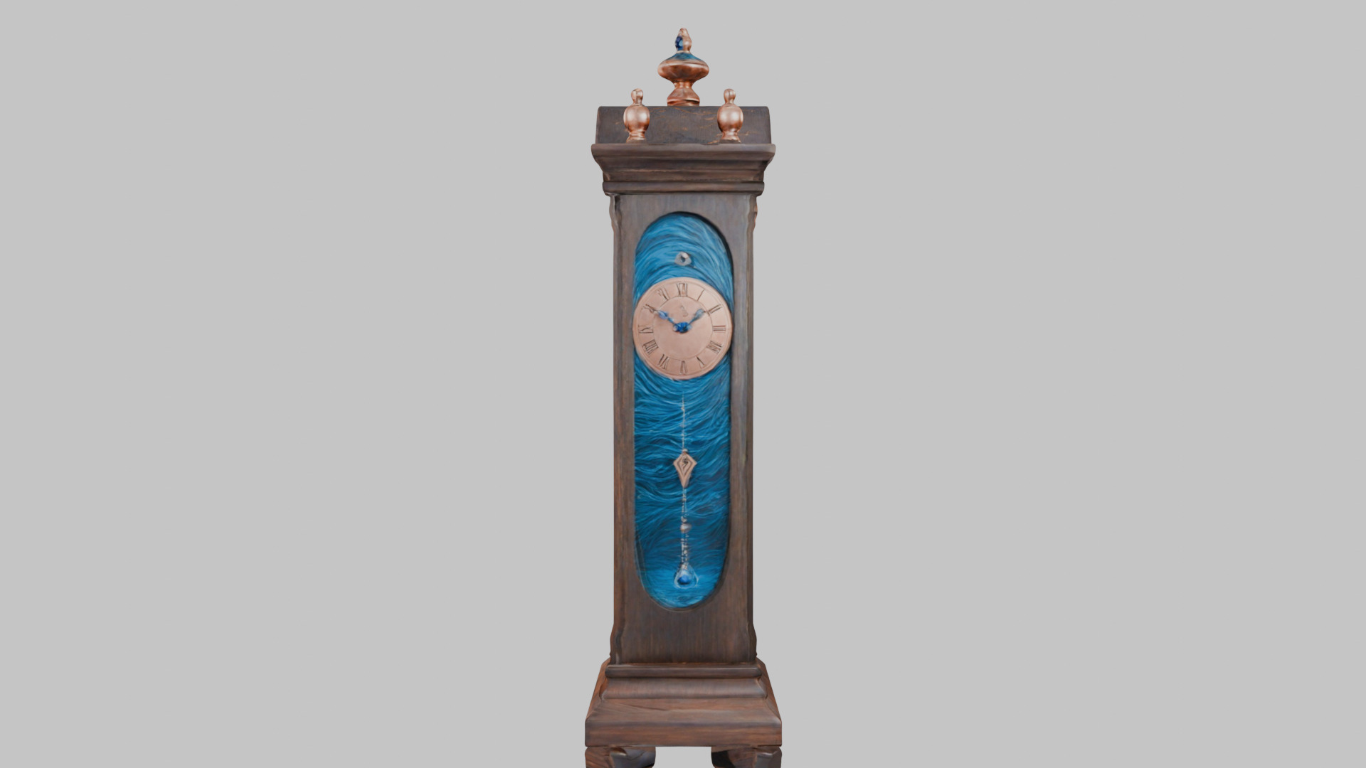 Ancient Vintage Victorian Wall Wooden Clock Pendulum Low-poly 3D model_4