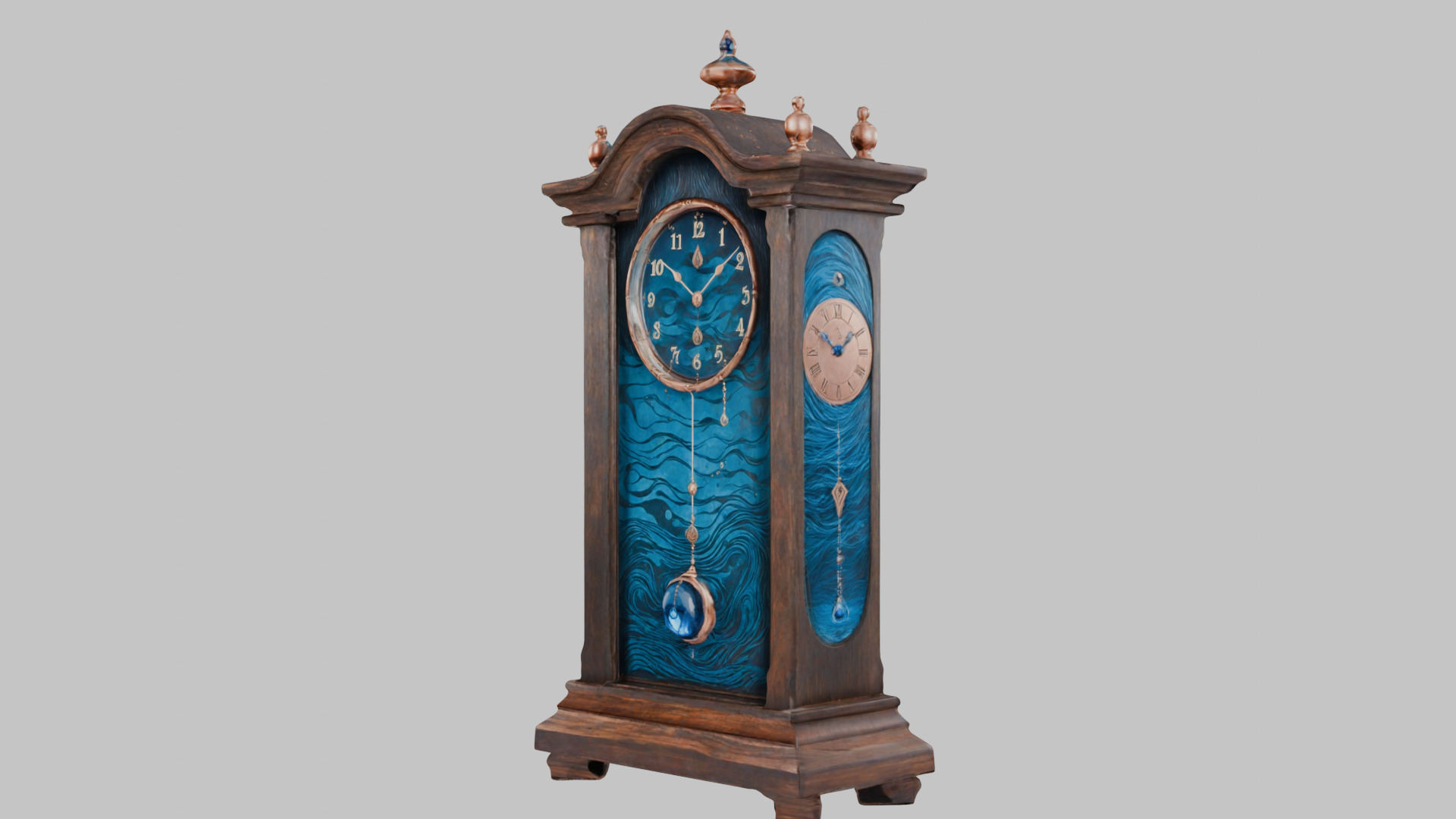 Ancient Vintage Victorian Wall Wooden Clock Pendulum Low-poly 3D model_6