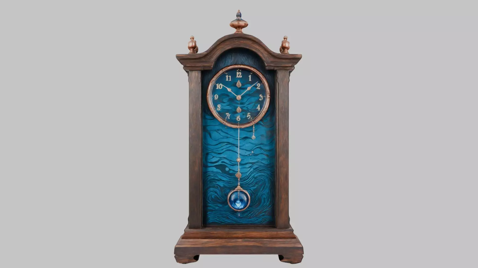 Ancient Vintage Victorian Wall Wooden Clock Pendulum Low-poly 3D model_0