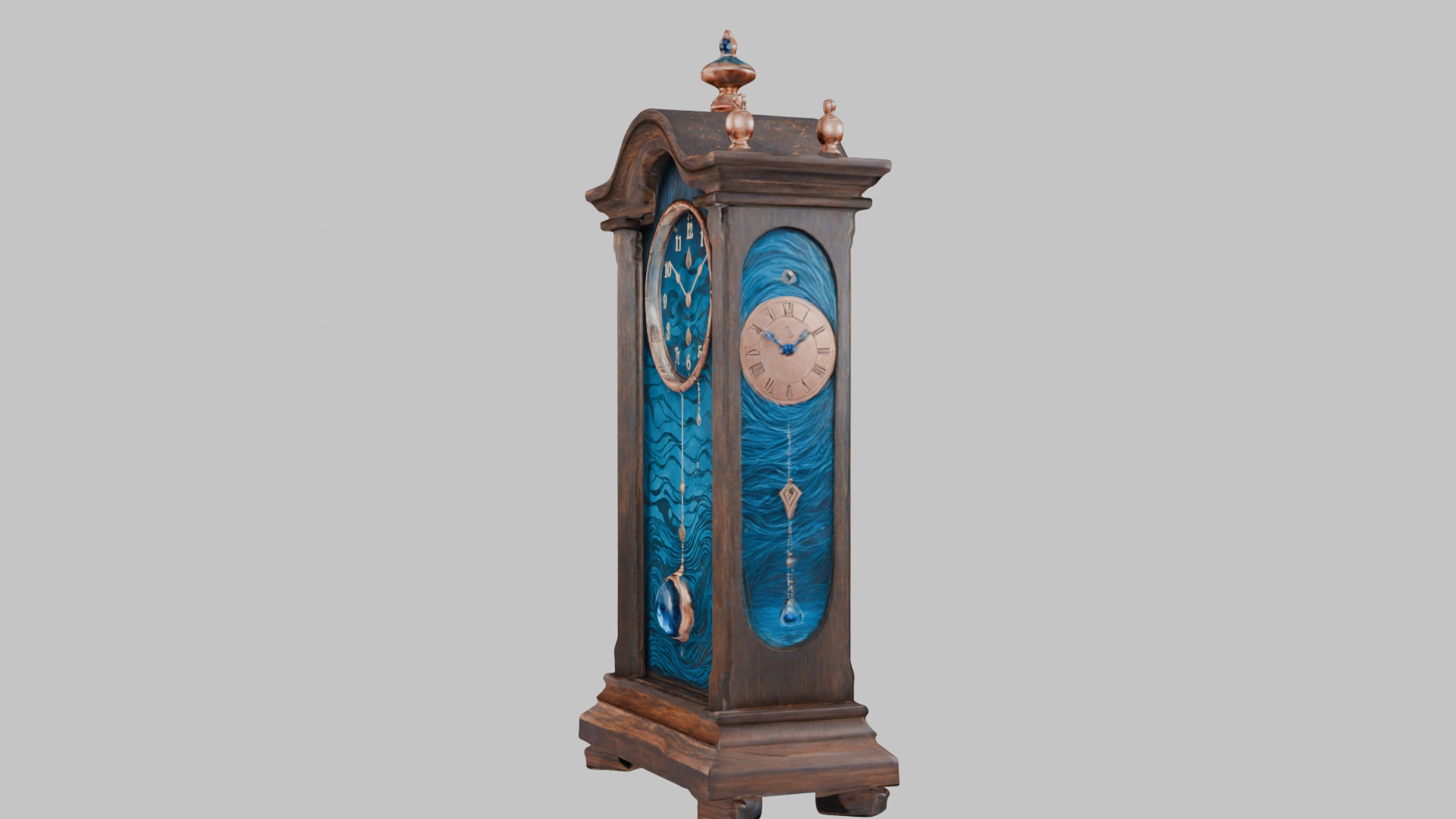Ancient Vintage Victorian Wall Wooden Clock Pendulum Low-poly 3D model_5