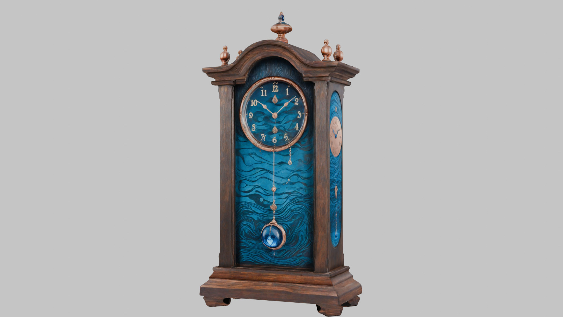 Ancient Vintage Victorian Wall Wooden Clock Pendulum Low-poly 3D model_7