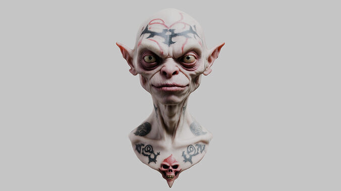 Alien Bust Low-poly 3D model