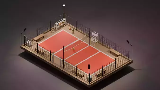 Volleyball Court Environment Low Poly