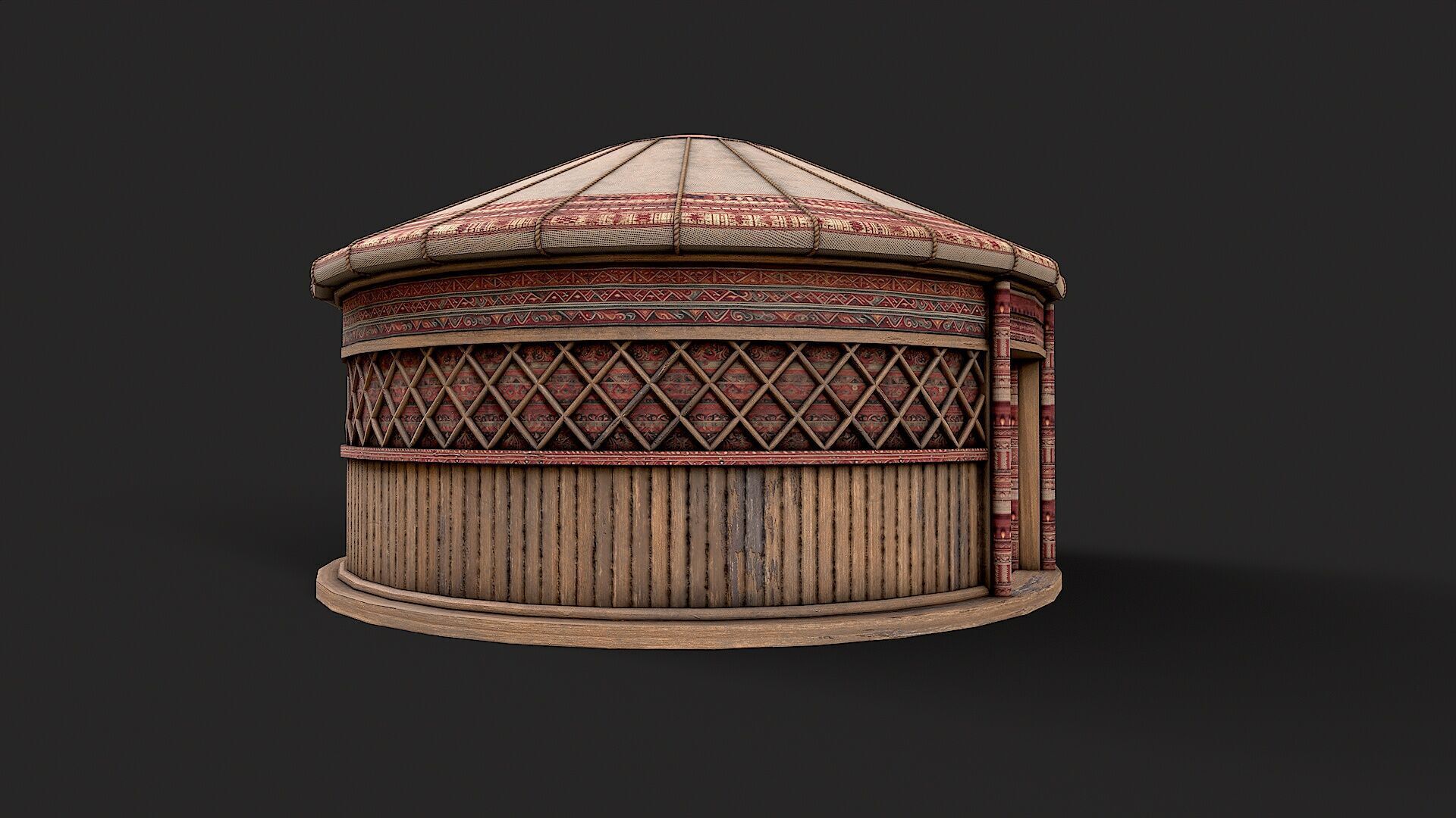 Mongolian Yurt and Interior 3 Low Poly PBR Low-poly 3D model_3