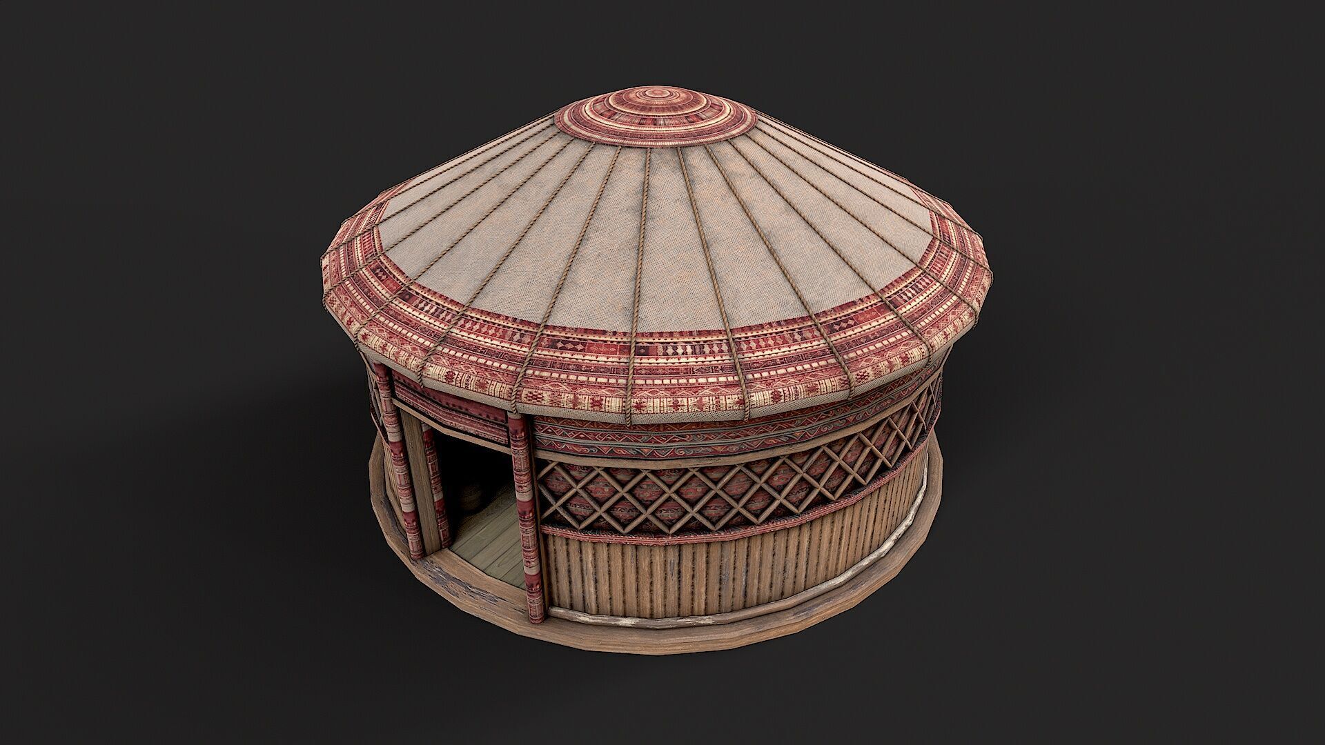 Mongolian Yurt and Interior 3 Low Poly PBR Low-poly 3D model_4