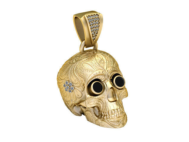 SKULL HEAD BLACK CRYSTAL PENDANT 3D PRINTABLE MODEL 3D print model