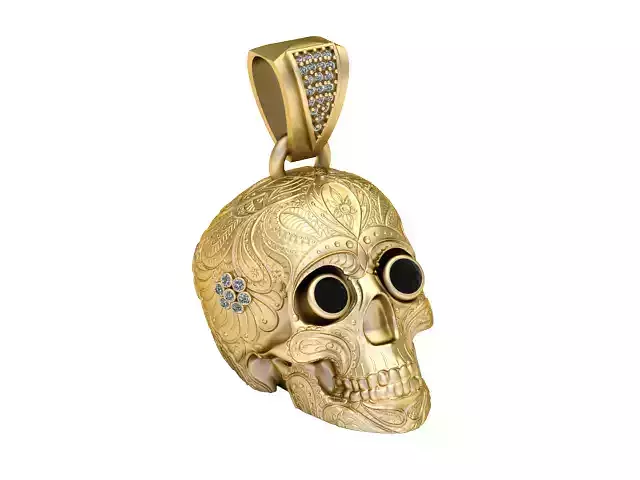 SKULL HEAD BLACK CRYSTAL PENDANT 3D PRINTABLE MODEL