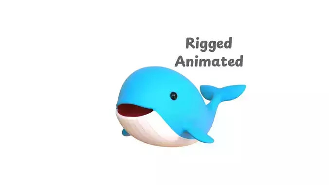 Low Poly - Cartoon Whale Rigged