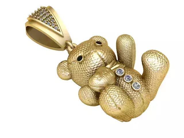 GOLDEN TEDDY BEAR PENDANT 3D PRINTABLE MODEL