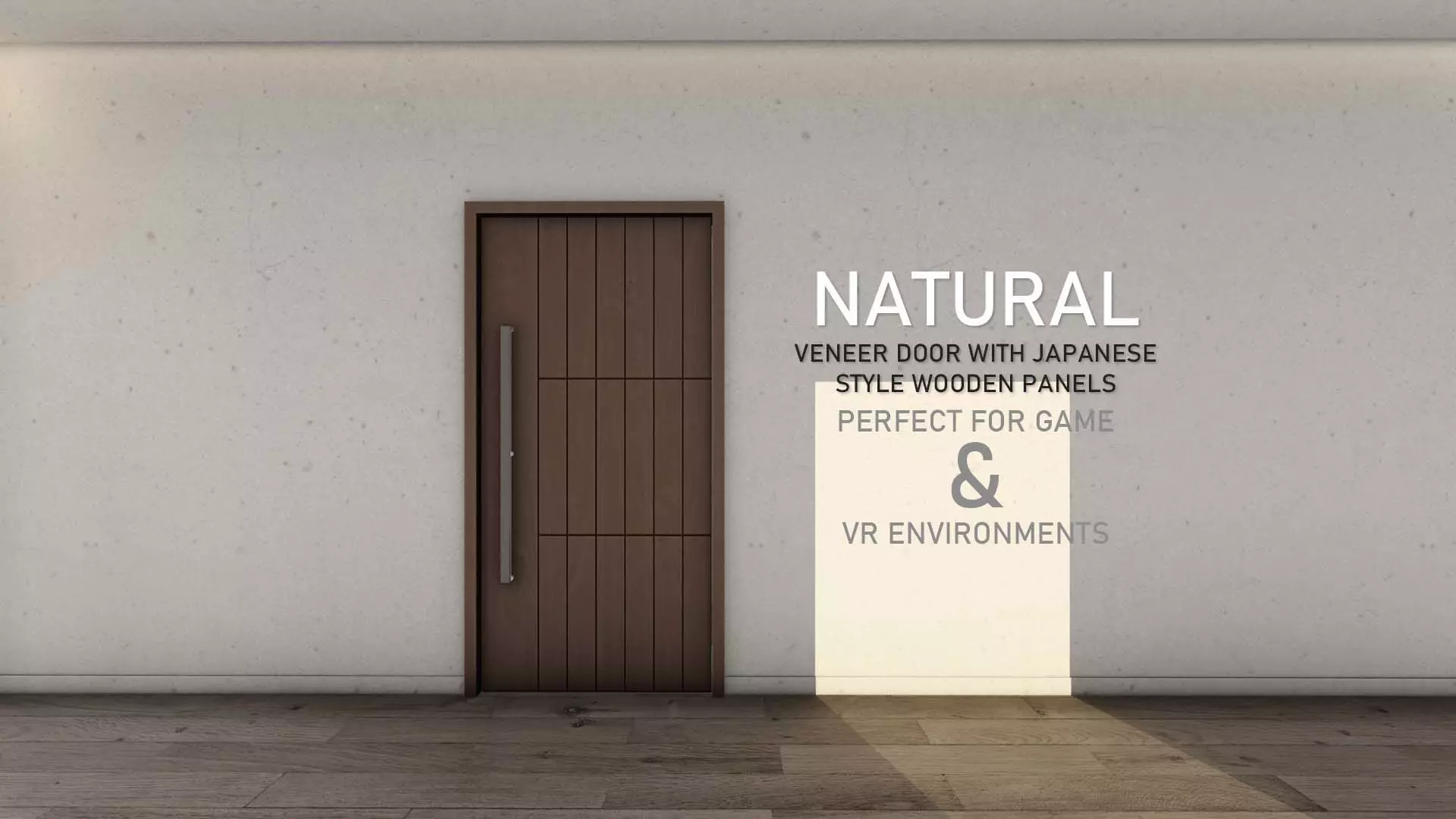 Natural Veneer Door with Japanese-Style Wooden Panels 14 Low-poly 3D model_0