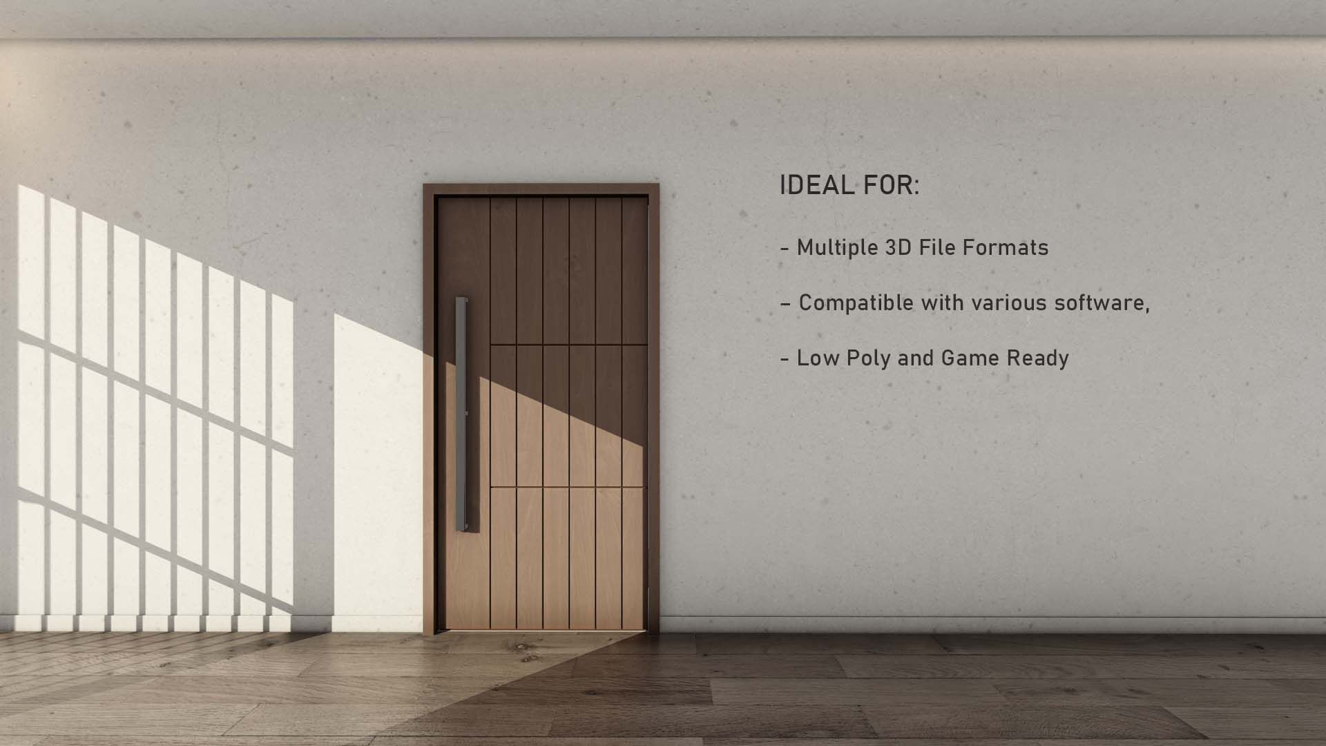 Natural Veneer Door with Japanese-Style Wooden Panels 14 Low-poly 3D model_2