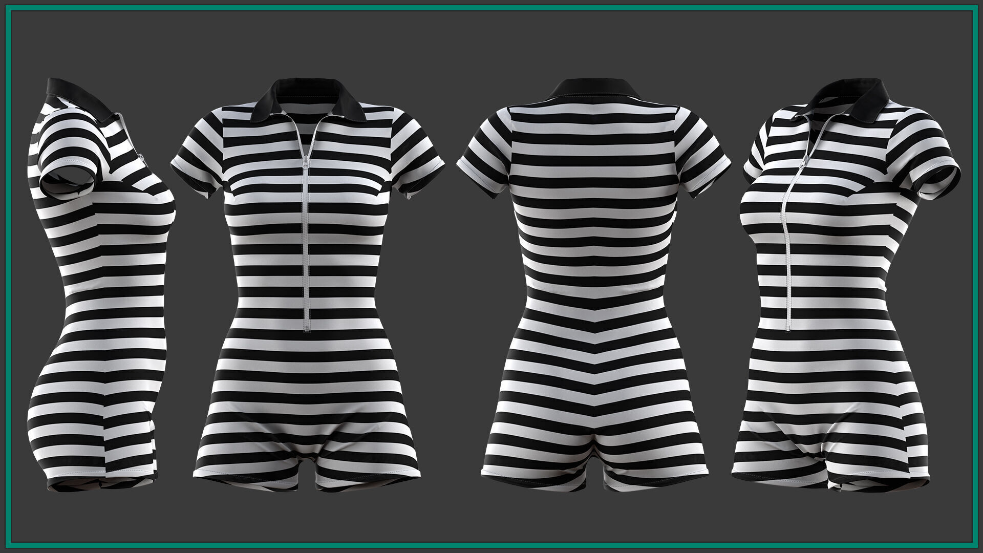 10 female prisoner clothes with texture and smart material Low-poly 3D model_6
