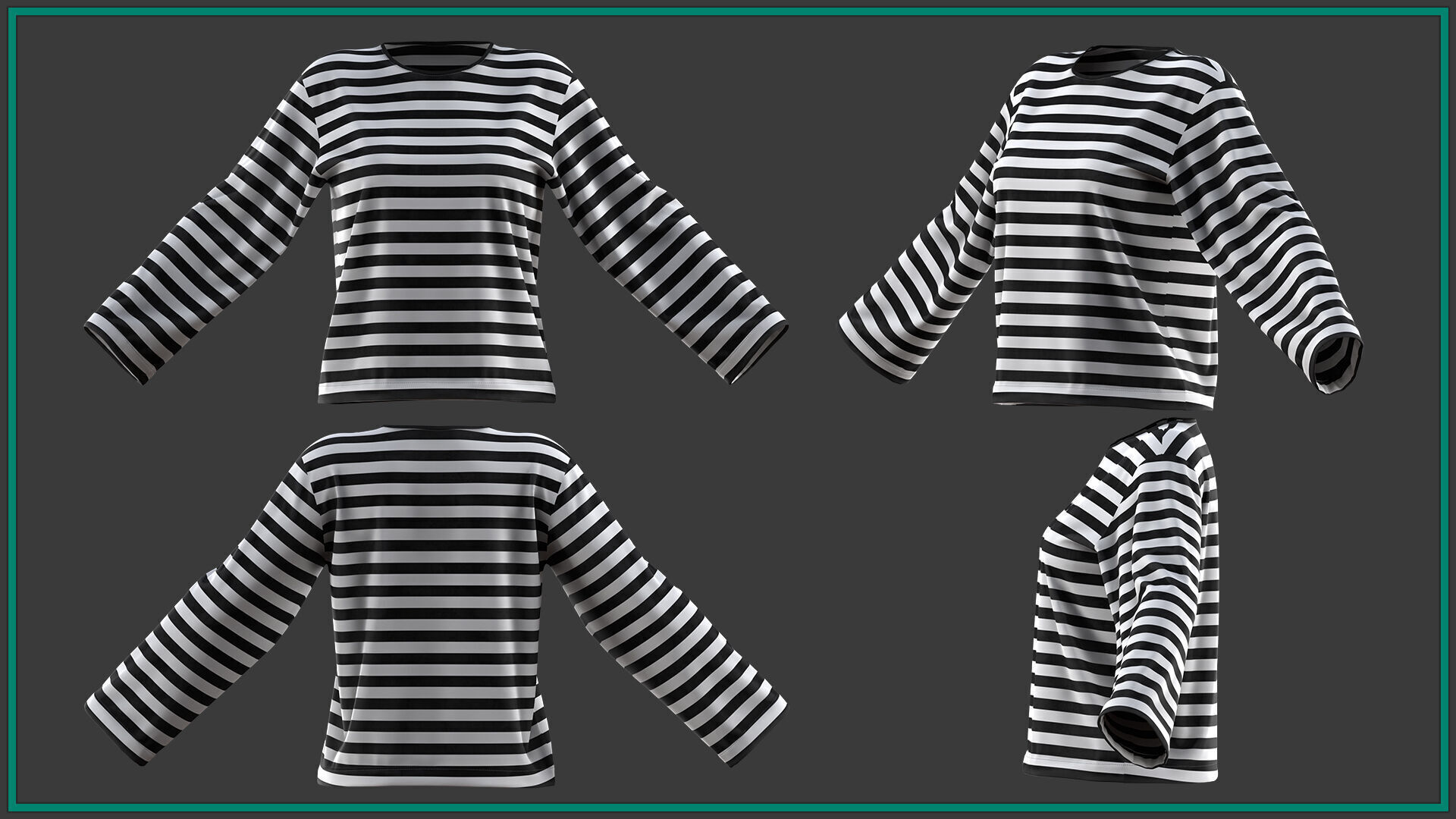10 female prisoner clothes with texture and smart material Low-poly 3D model_4