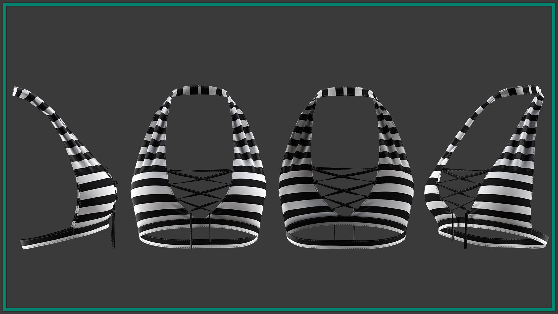 10 female prisoner clothes with texture and smart material Low-poly 3D model_1