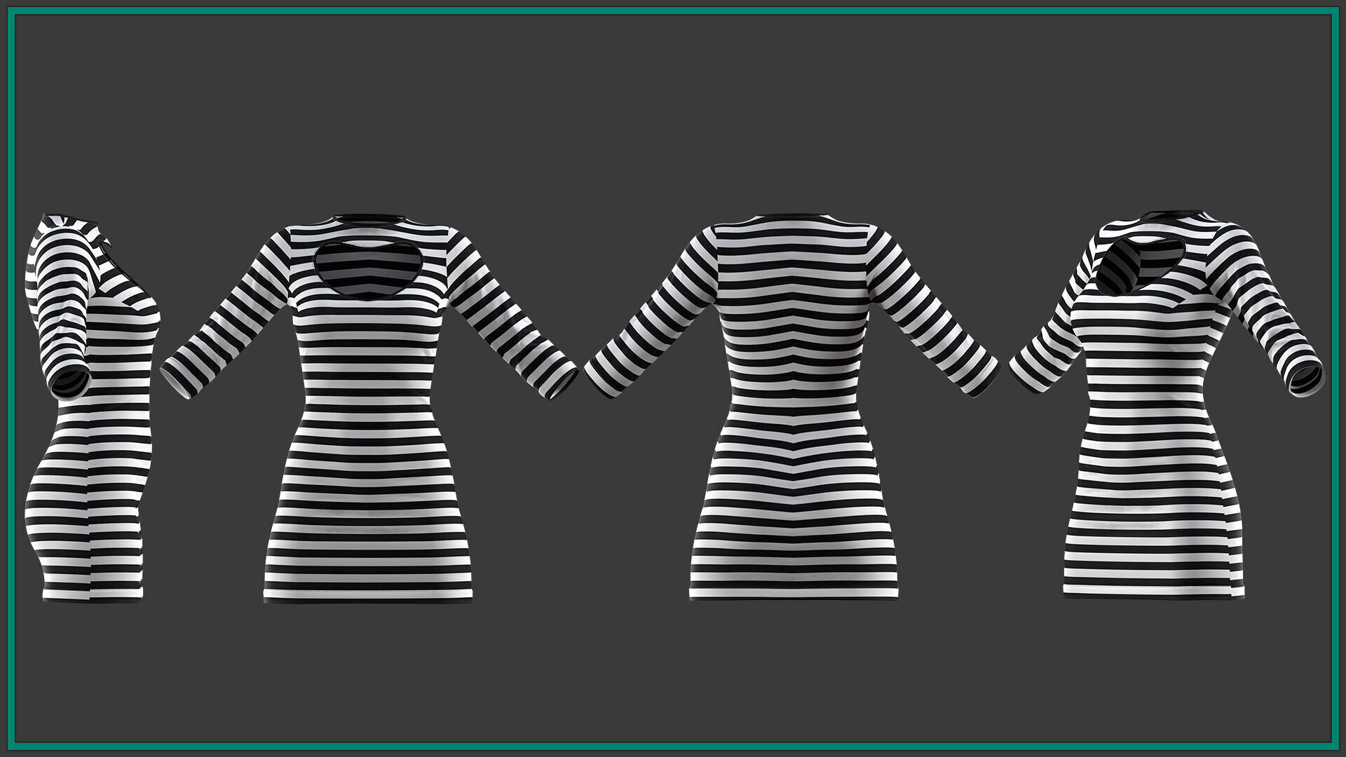 10 female prisoner clothes with texture and smart material Low-poly 3D model_9