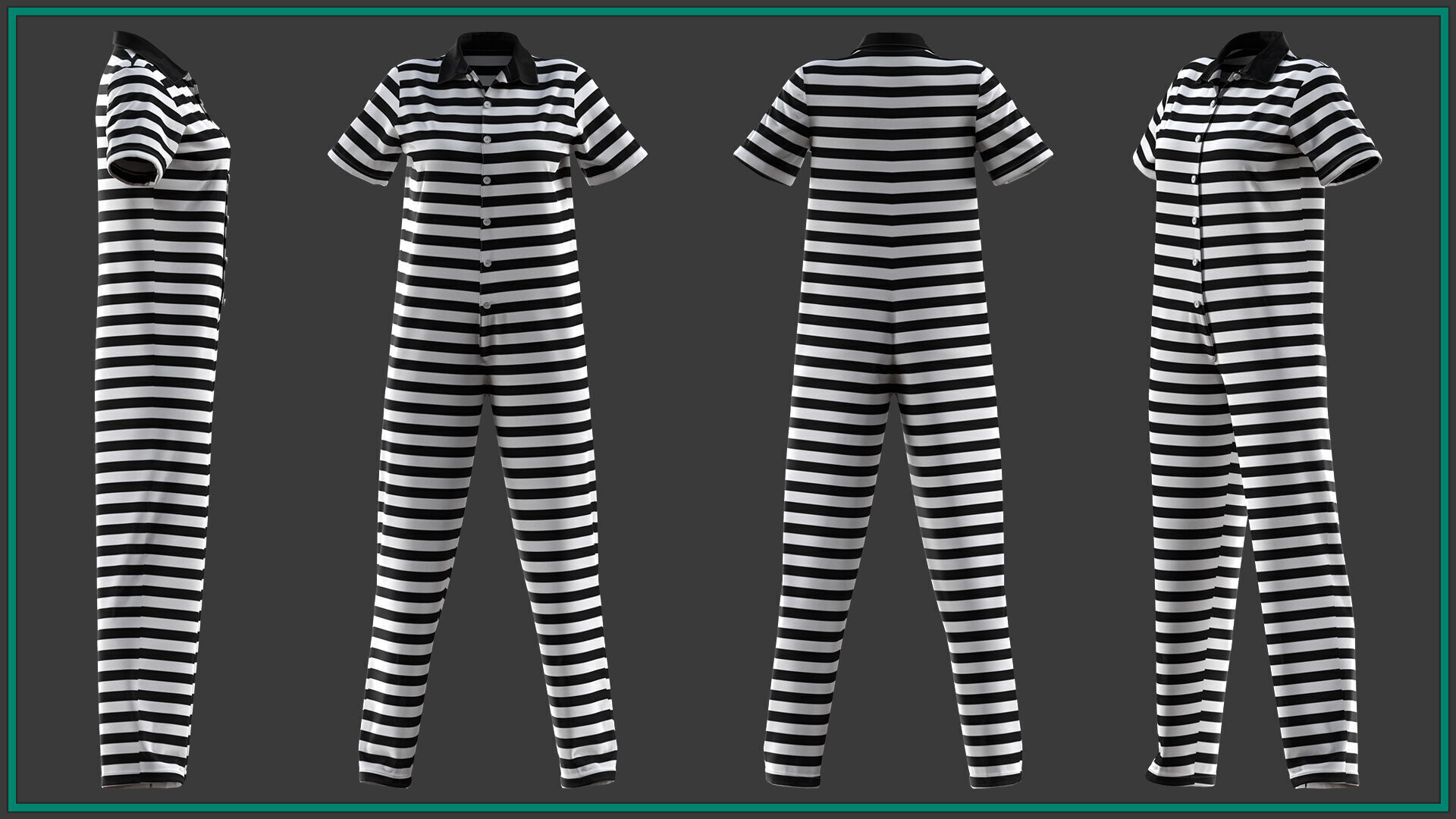 10 female prisoner clothes with texture and smart material Low-poly 3D model_3