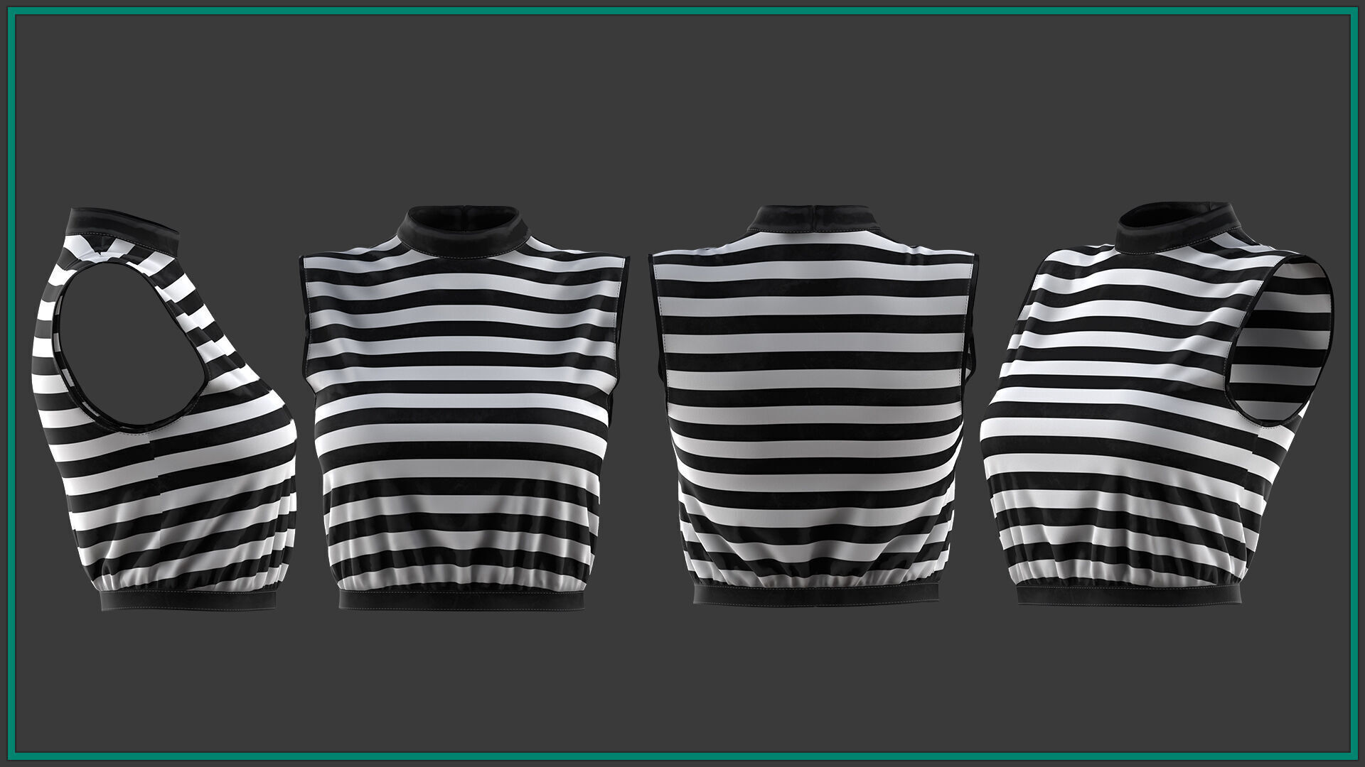 10 female prisoner clothes with texture and smart material Low-poly 3D model_7