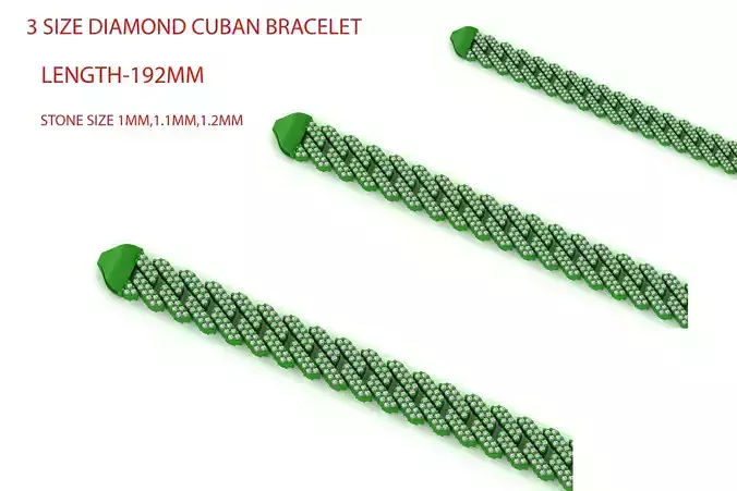 3 SET DIAMOND SPIRAL 3D CUBAN BRACELET OR CHAIN OR NECKLACE 3D Model Collection
