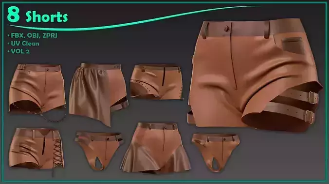 8 female shorts-vol2 3D model
