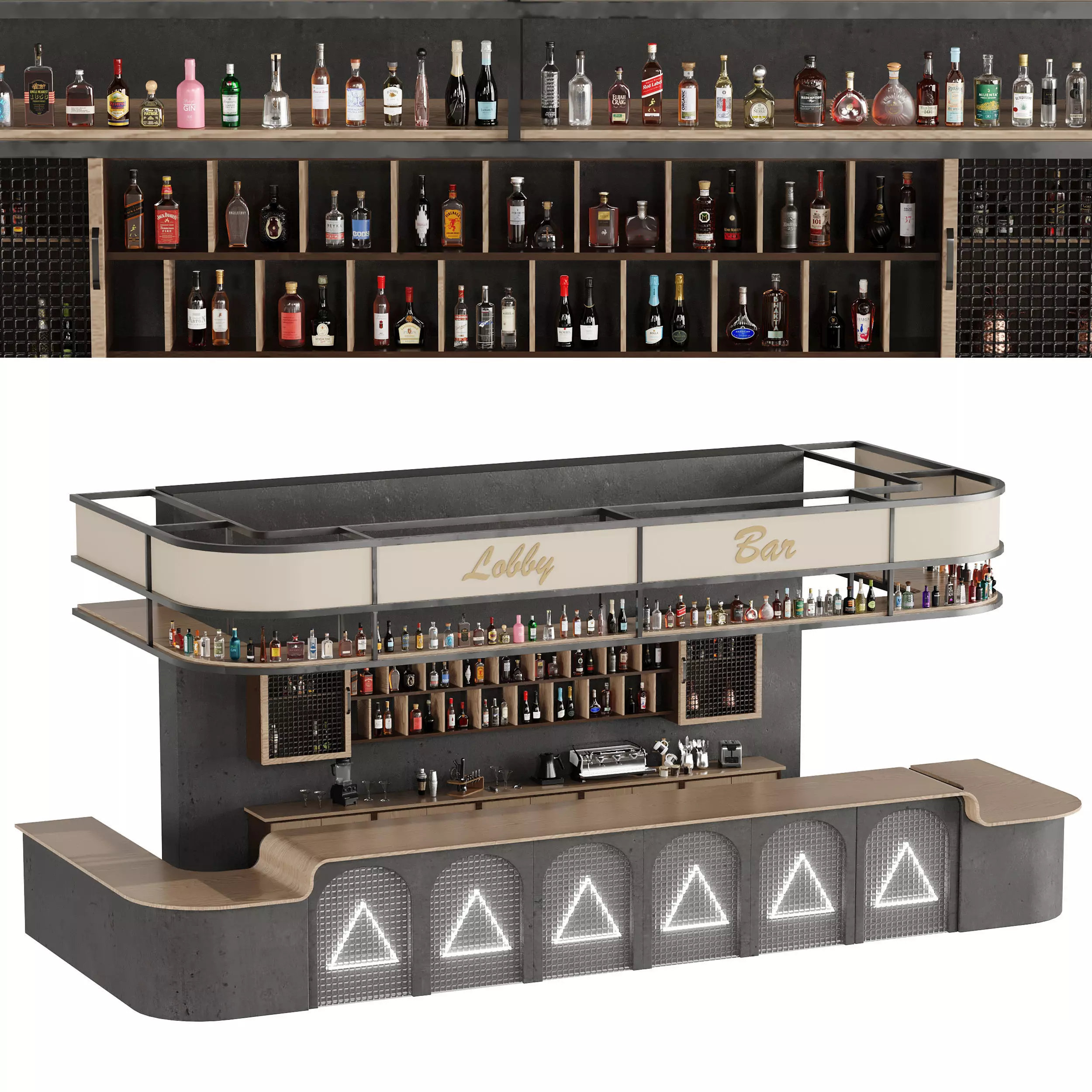 Bar 29 Lobby Bar 120 Bottles 3D model