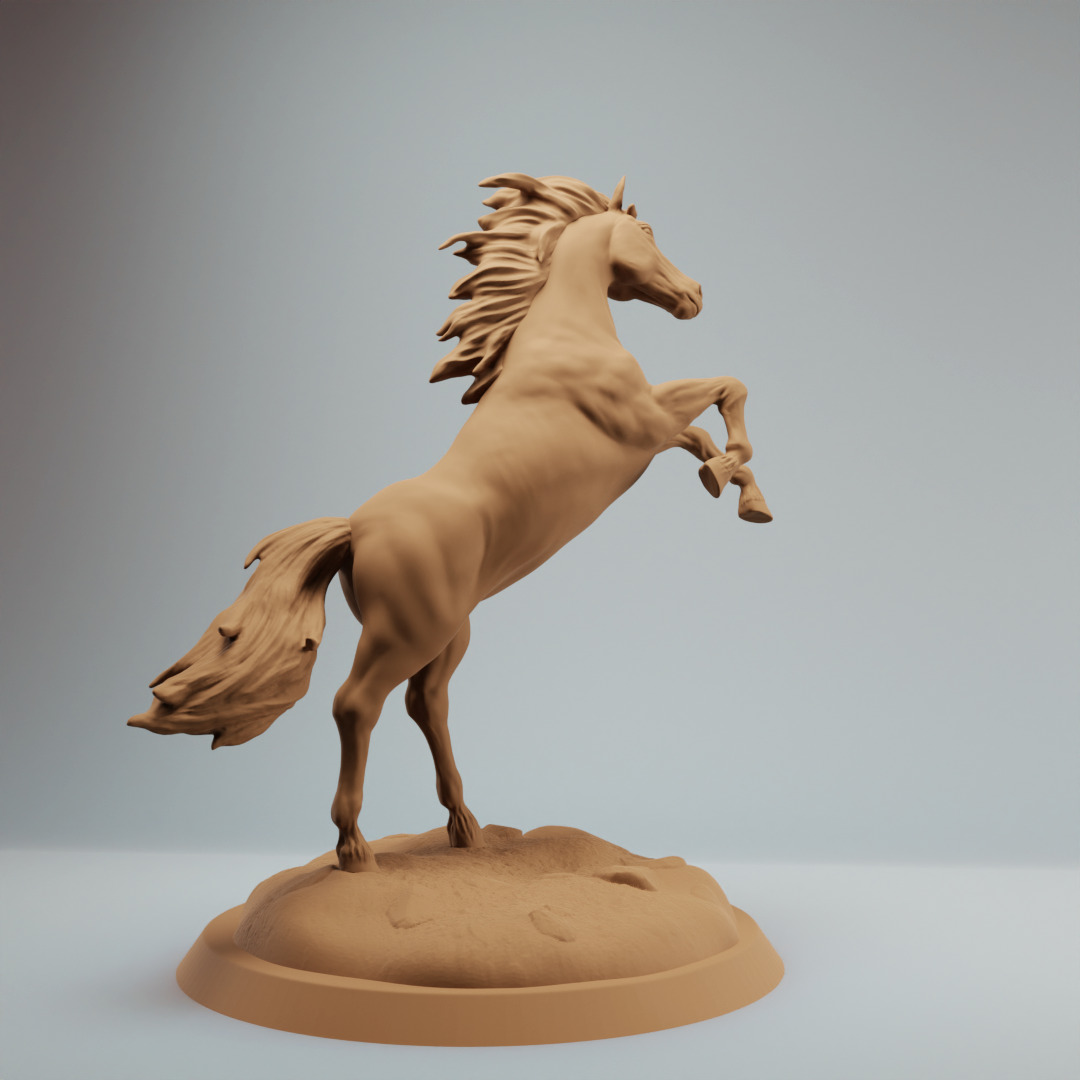 Horse on hind legs pre supported 3D print model_3