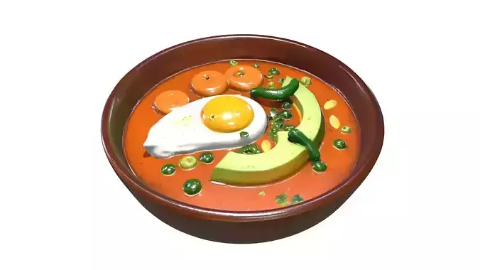 Vegetable Soup Bowl 3D Model Low-poly 3D model