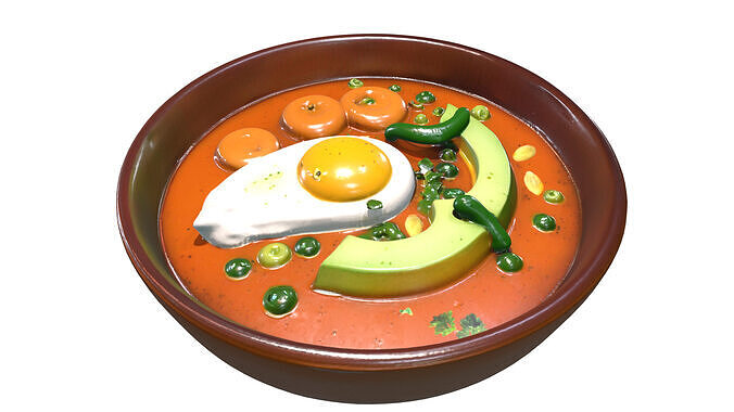Vegetable Soup Bowl 3D Model Low-poly 3D model 7