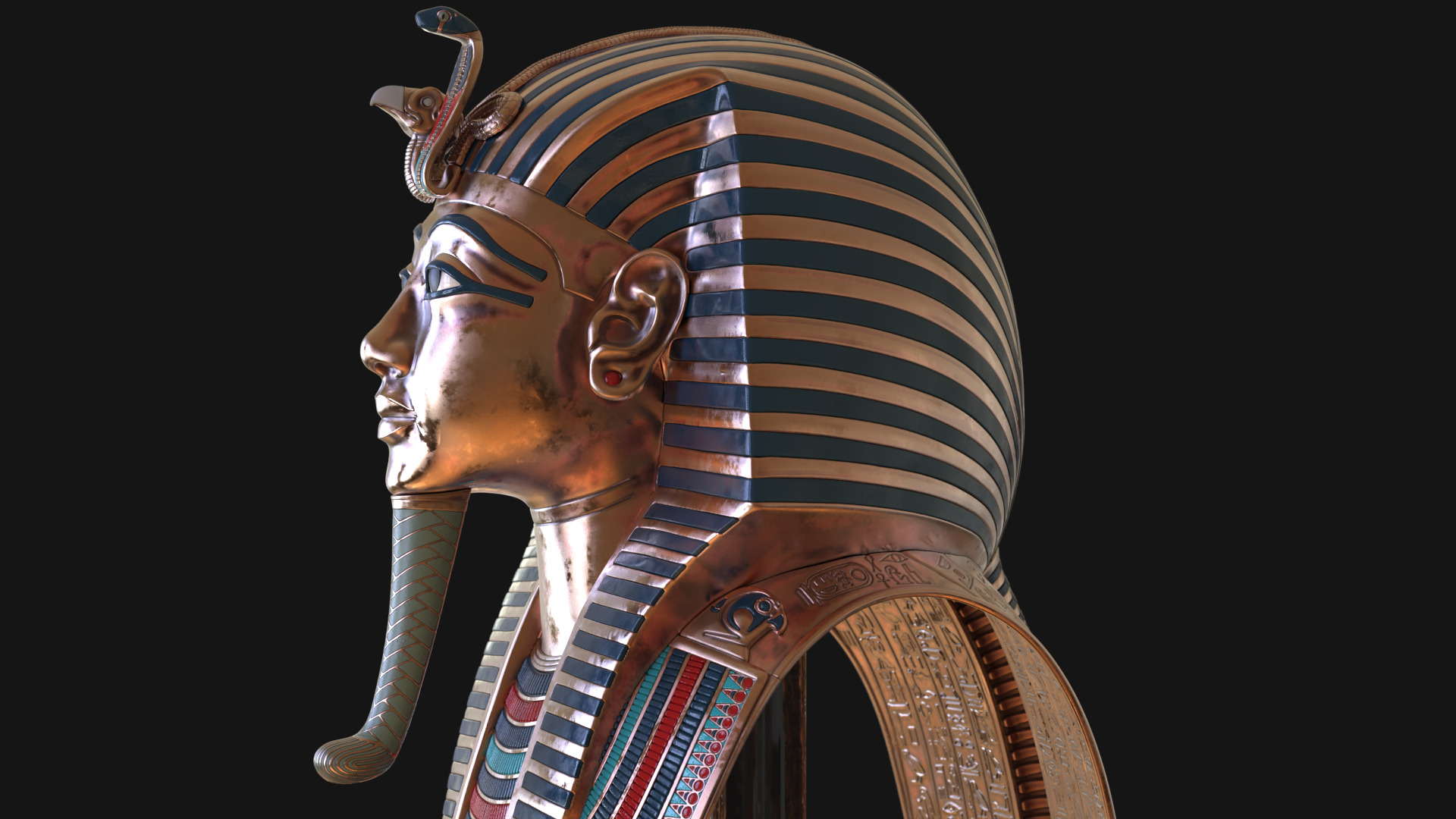 Tutankhamun Mask v5 - High Poly 3D model_2