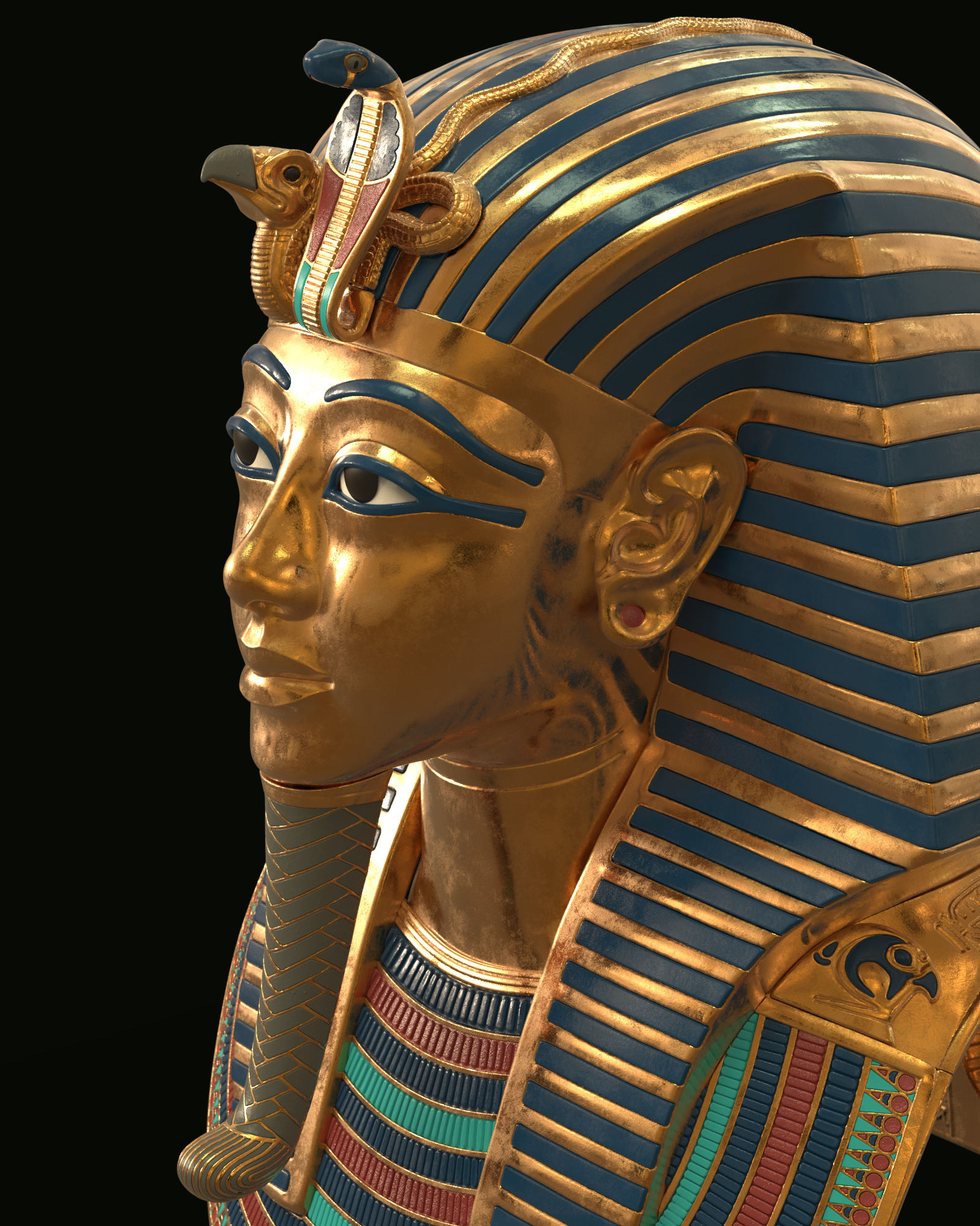 Tutankhamun Mask v5 - High Poly 3D model_5