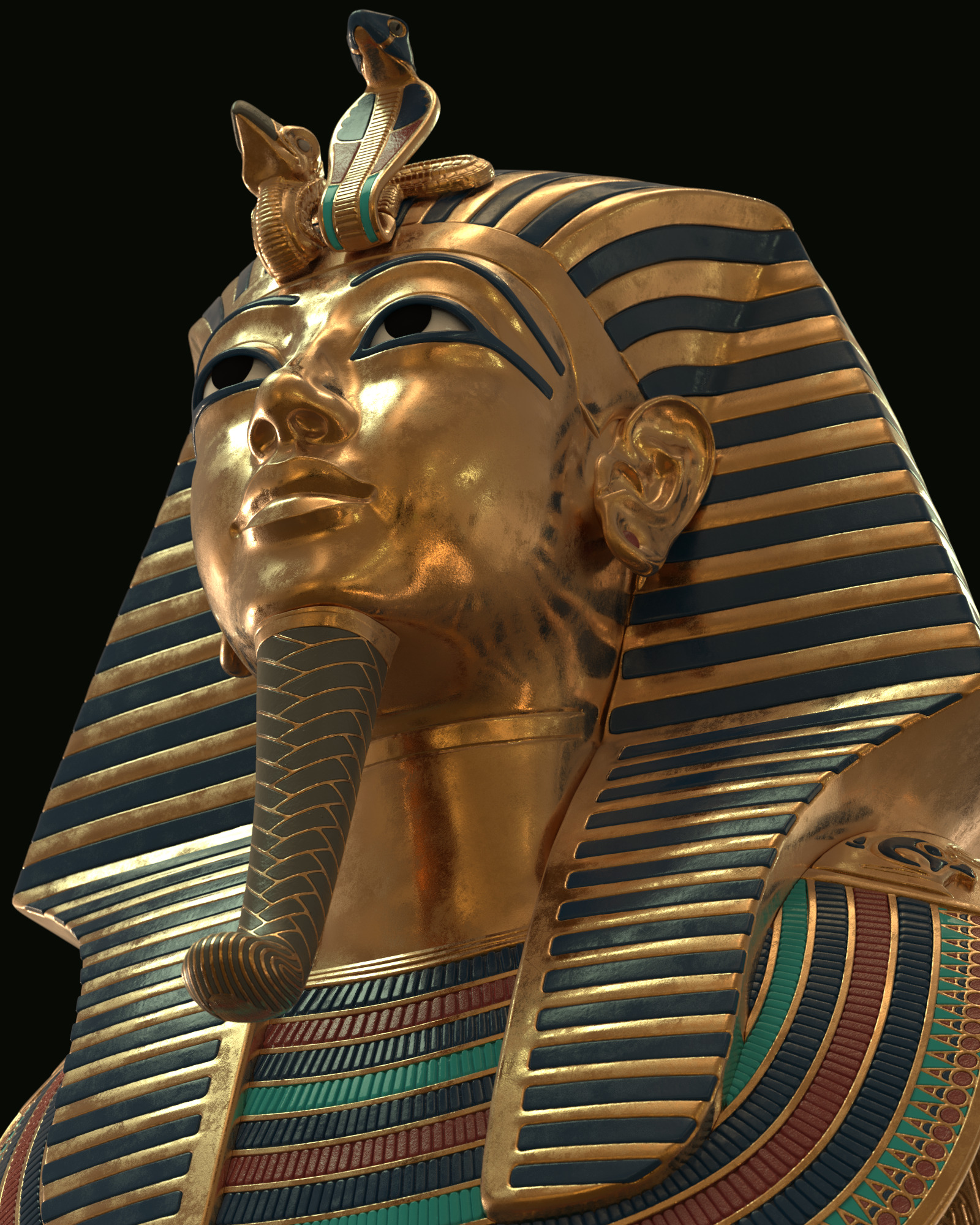 Tutankhamun Mask v5 - High Poly 3D model_9