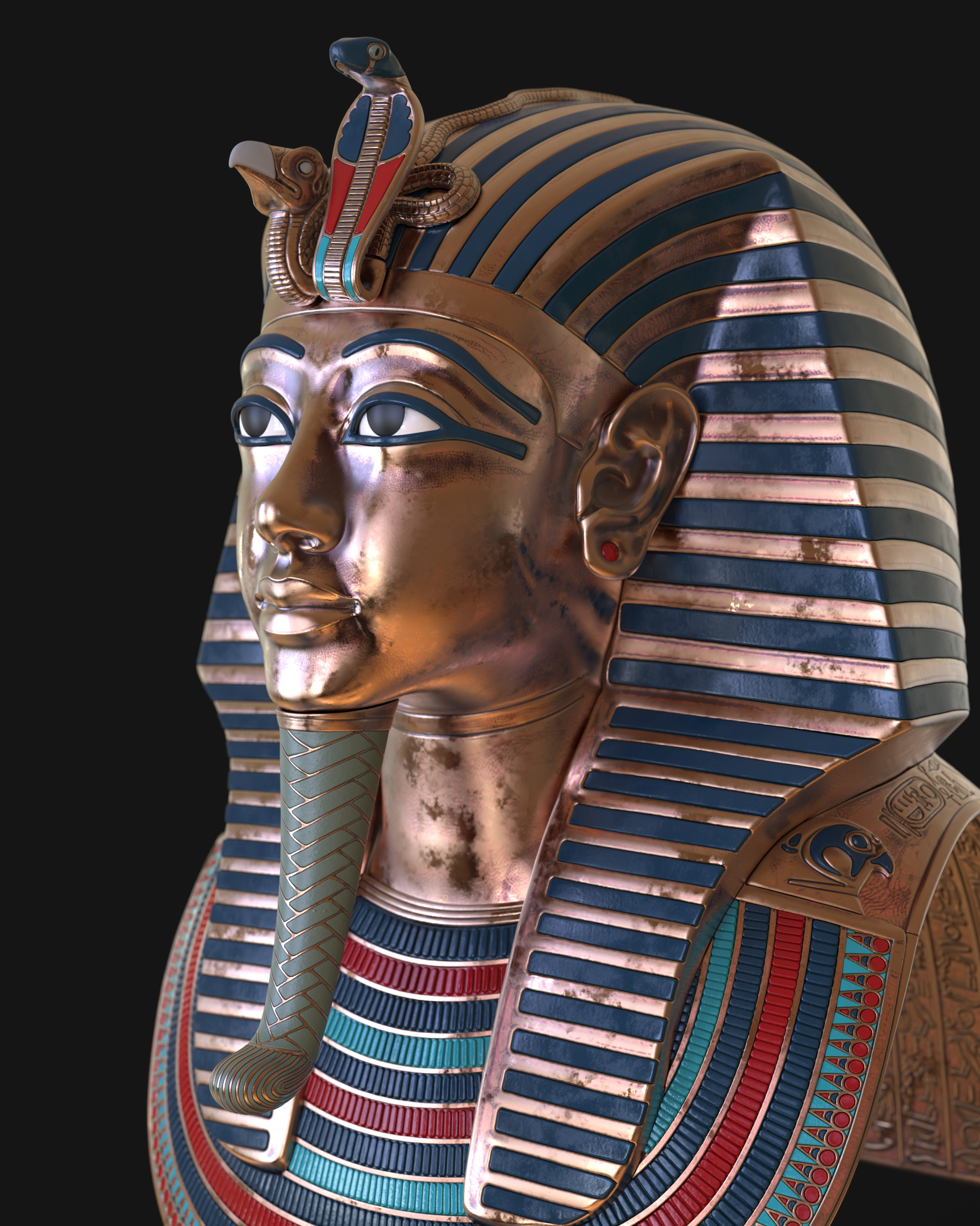 Tutankhamun Mask v5 - High Poly 3D model_6