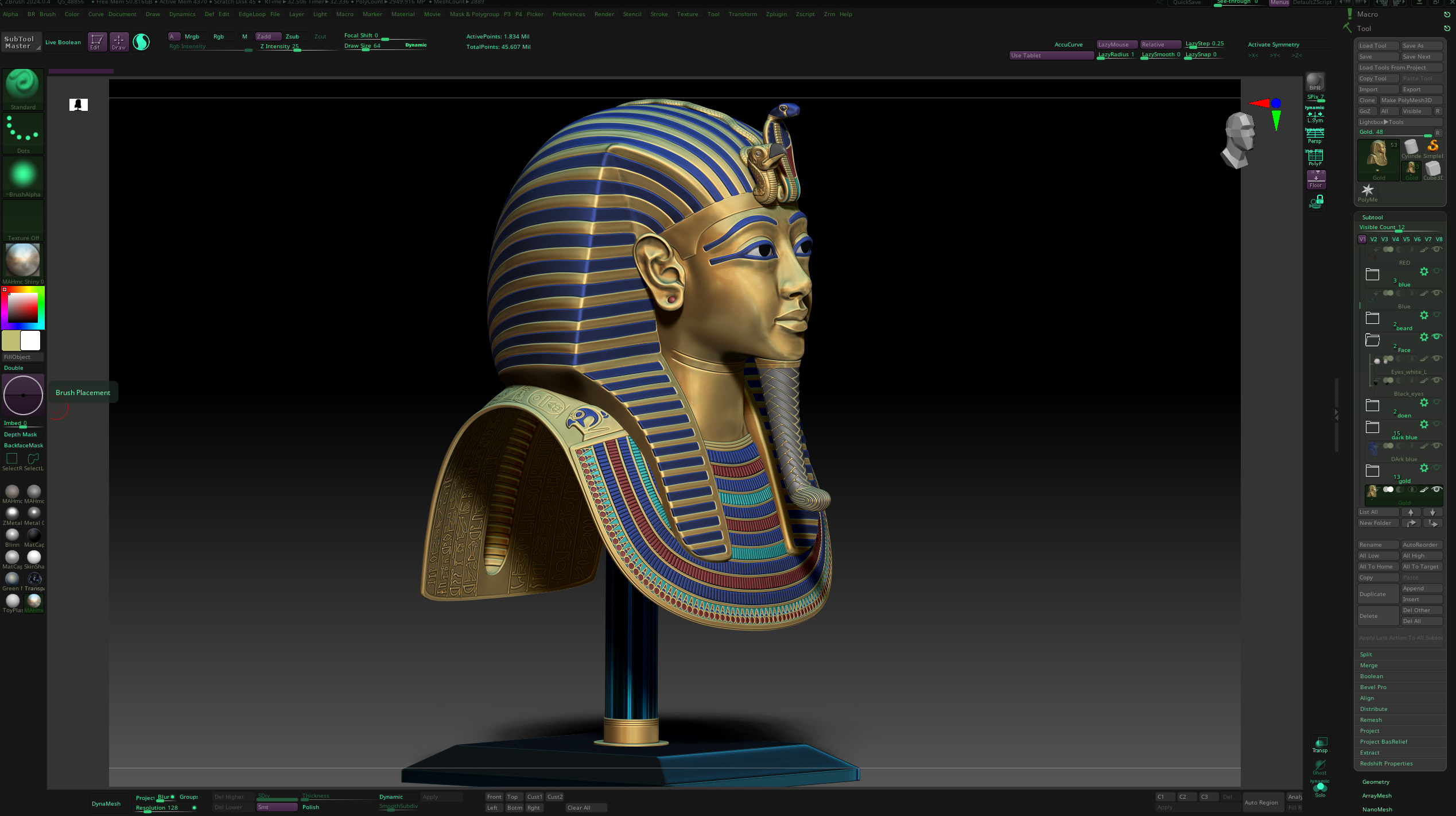 Tutankhamun Mask v5 - High Poly 3D model_20