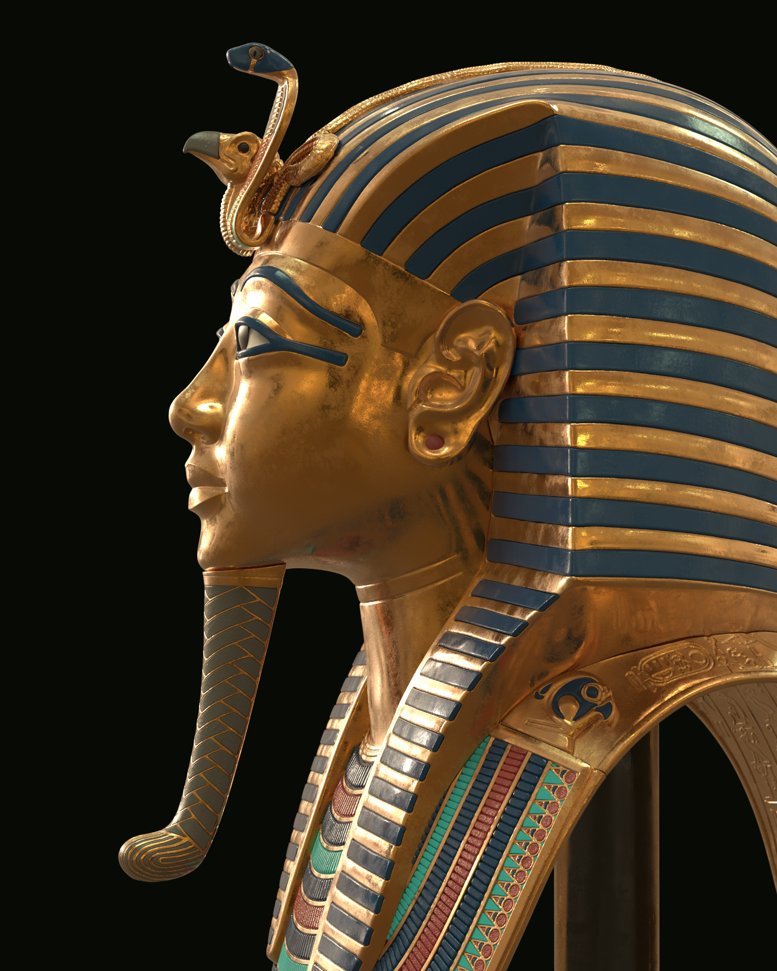 Tutankhamun Mask v5 - High Poly 3D model_7