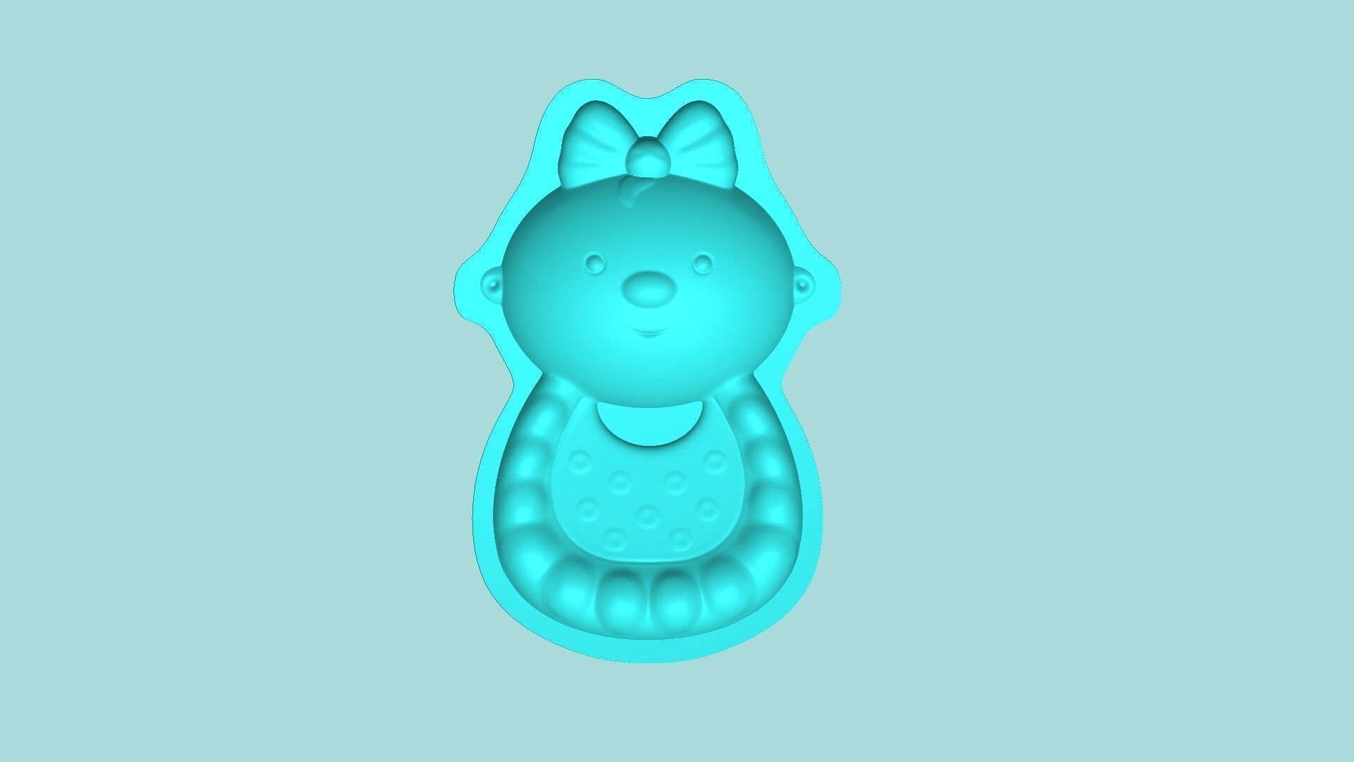 Baby Bib Face - Mold Silicon Maker - Template 3D print model_4