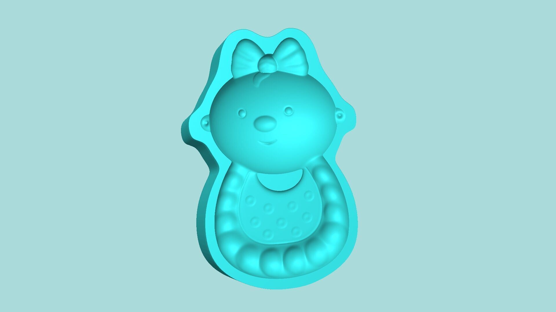 Baby Bib Face - Mold Silicon Maker - Template 3D print model_3