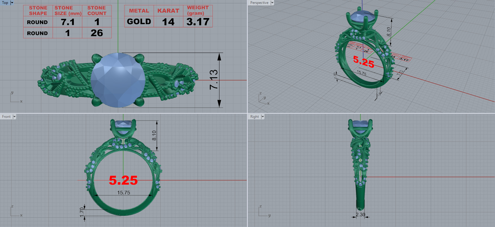 Hera Bridal Milgrain Etched Scrolls Curl Engagement Ring 3D print model_4