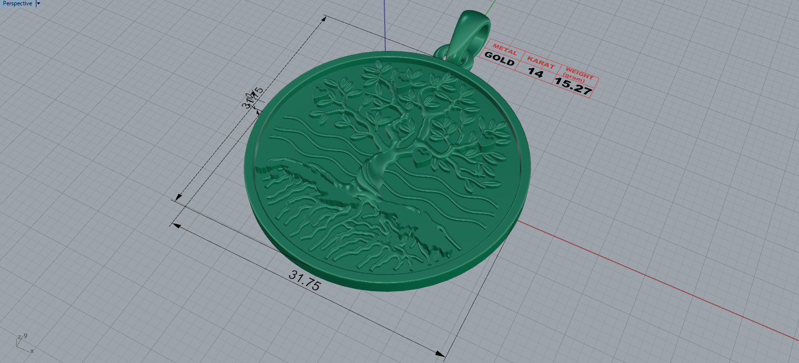 TREE OF LIFE CHARM PENDANT 3D print model_2