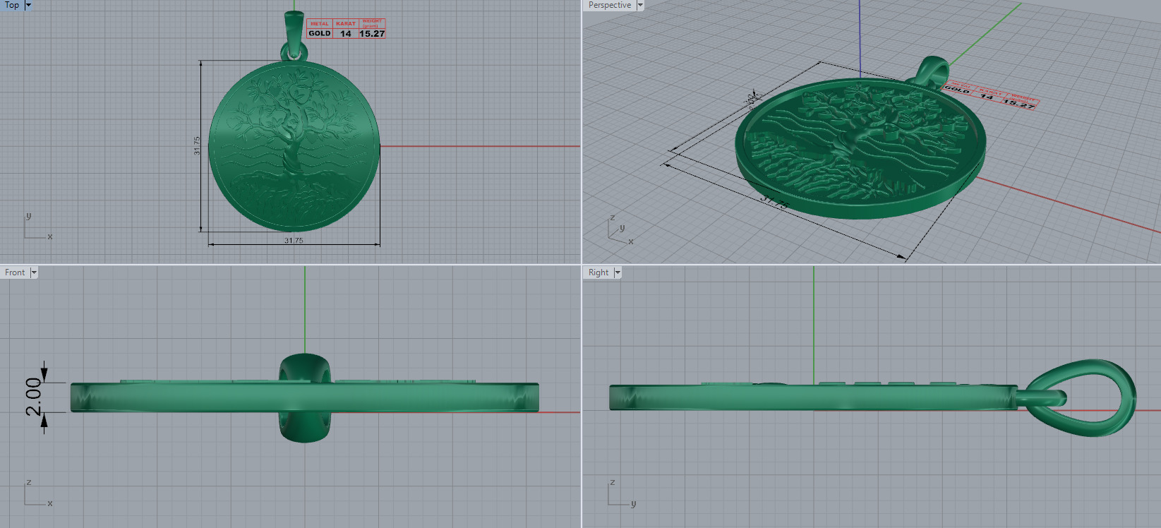 TREE OF LIFE CHARM PENDANT 3D print model_3