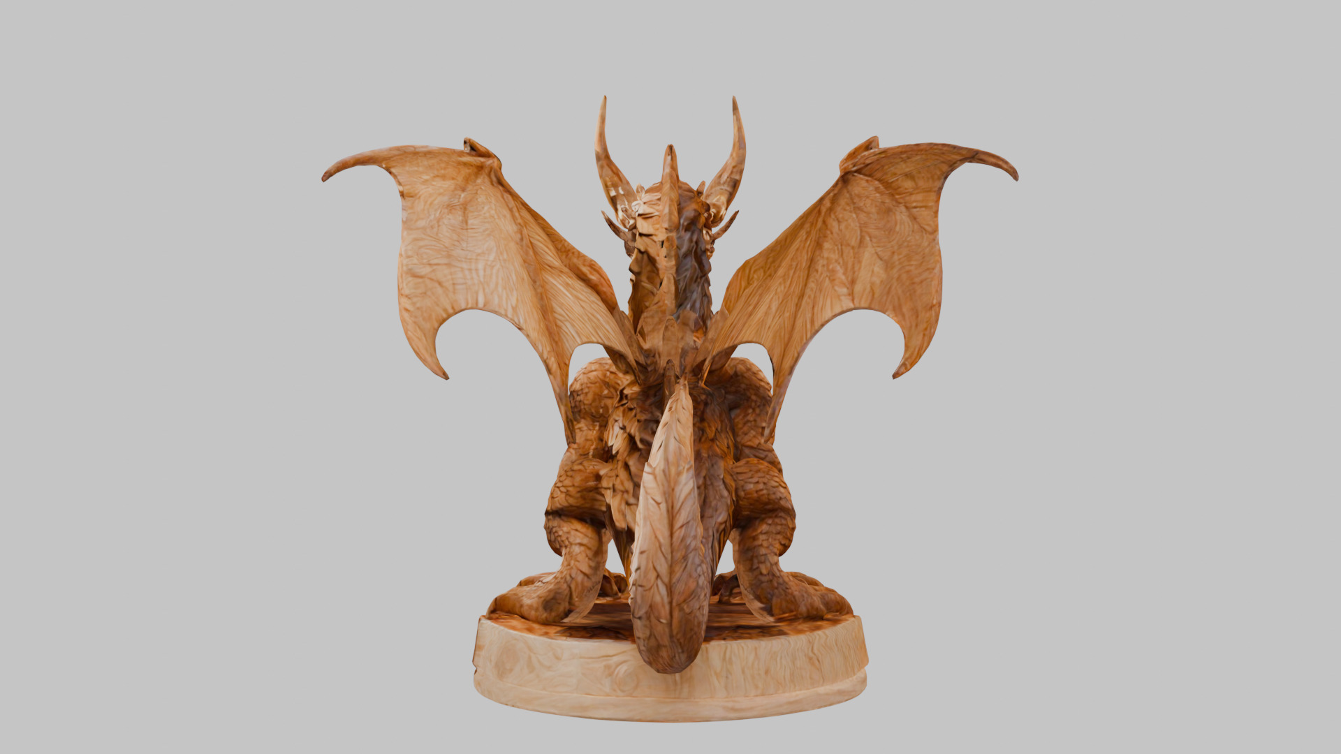 Ancient Wooden Dragon Sculpture 3D Model Low-poly 3D model_5