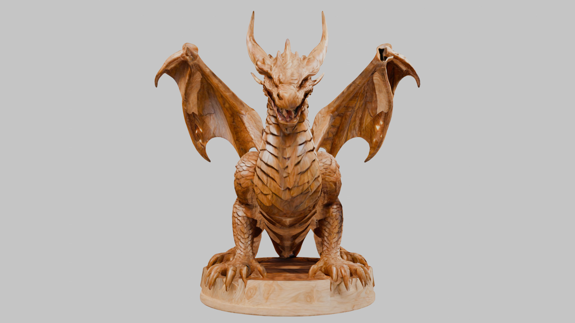 Ancient Wooden Dragon Sculpture 3D Model Low-poly 3D model_11