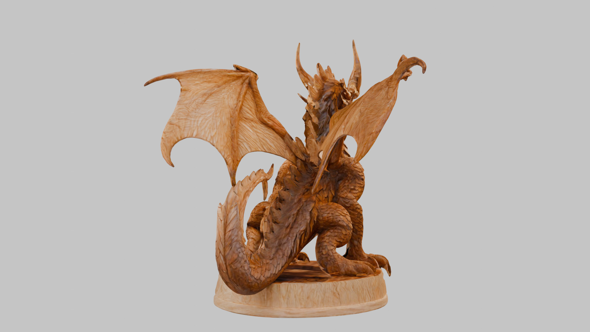 Ancient Wooden Dragon Sculpture 3D Model Low-poly 3D model_4