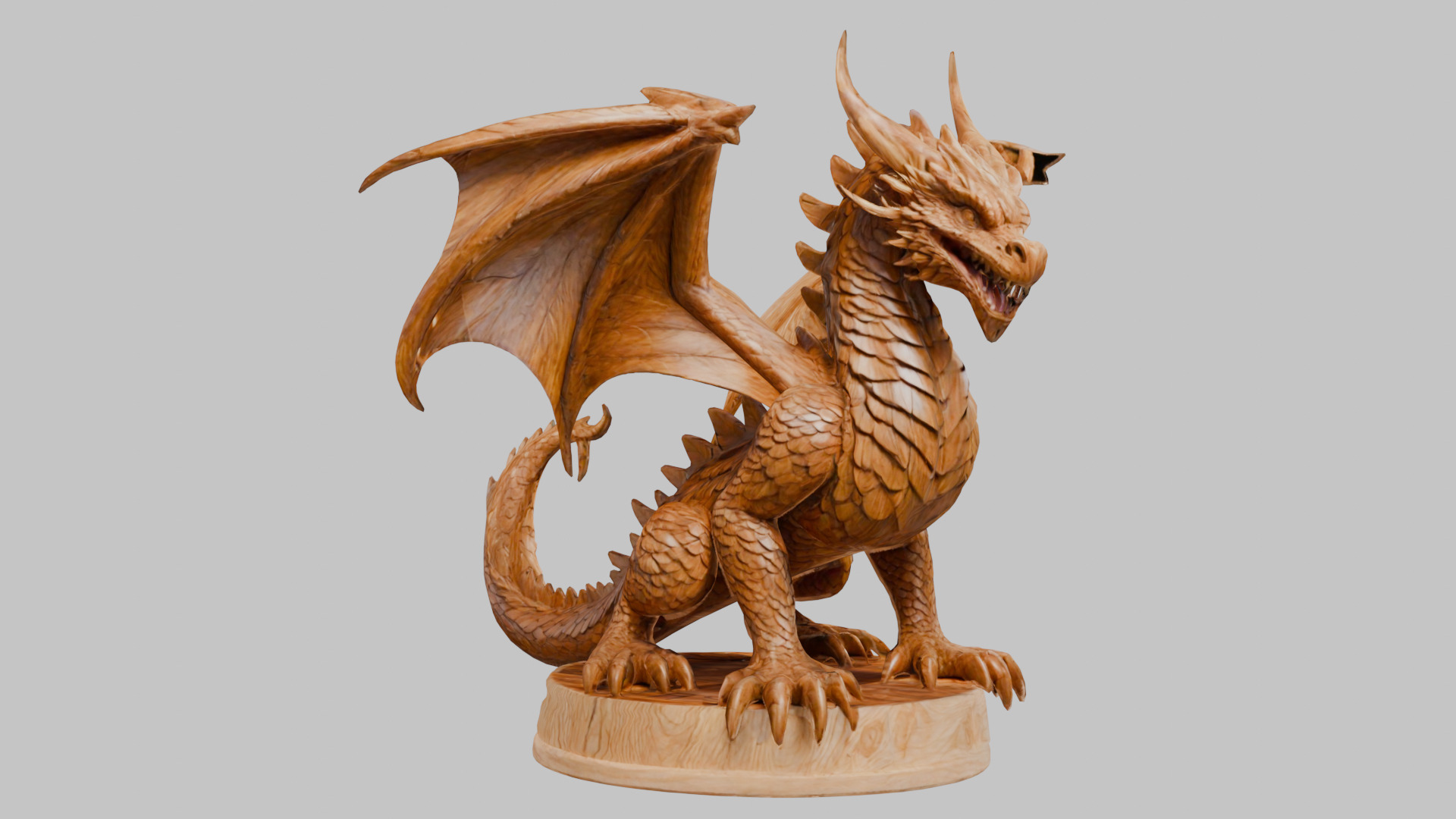 Ancient Wooden Dragon Sculpture 3D Model Low-poly 3D model_13