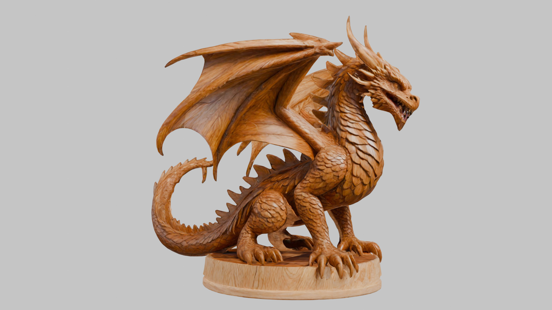 Ancient Wooden Dragon Sculpture 3D Model Low-poly 3D model_14
