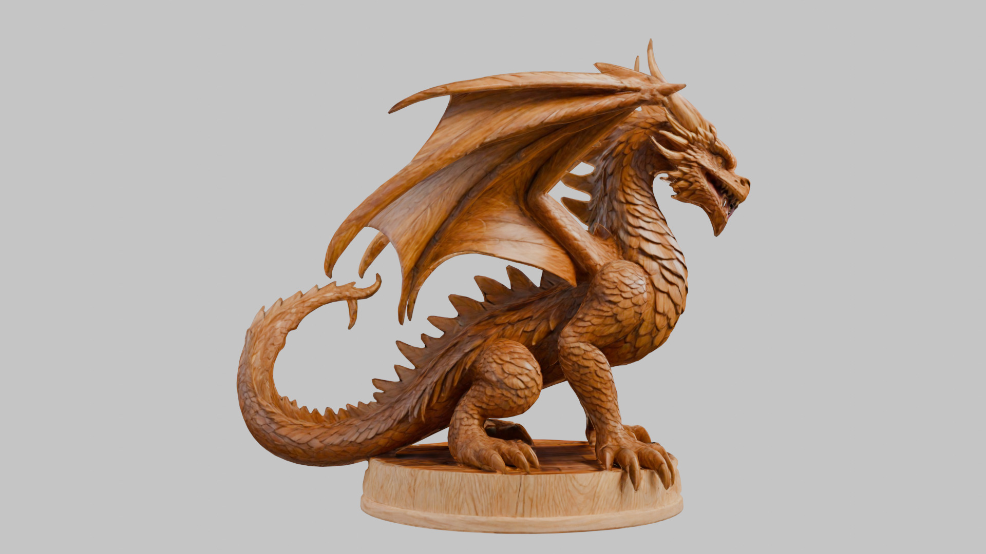 Ancient Wooden Dragon Sculpture 3D Model Low-poly 3D model_15