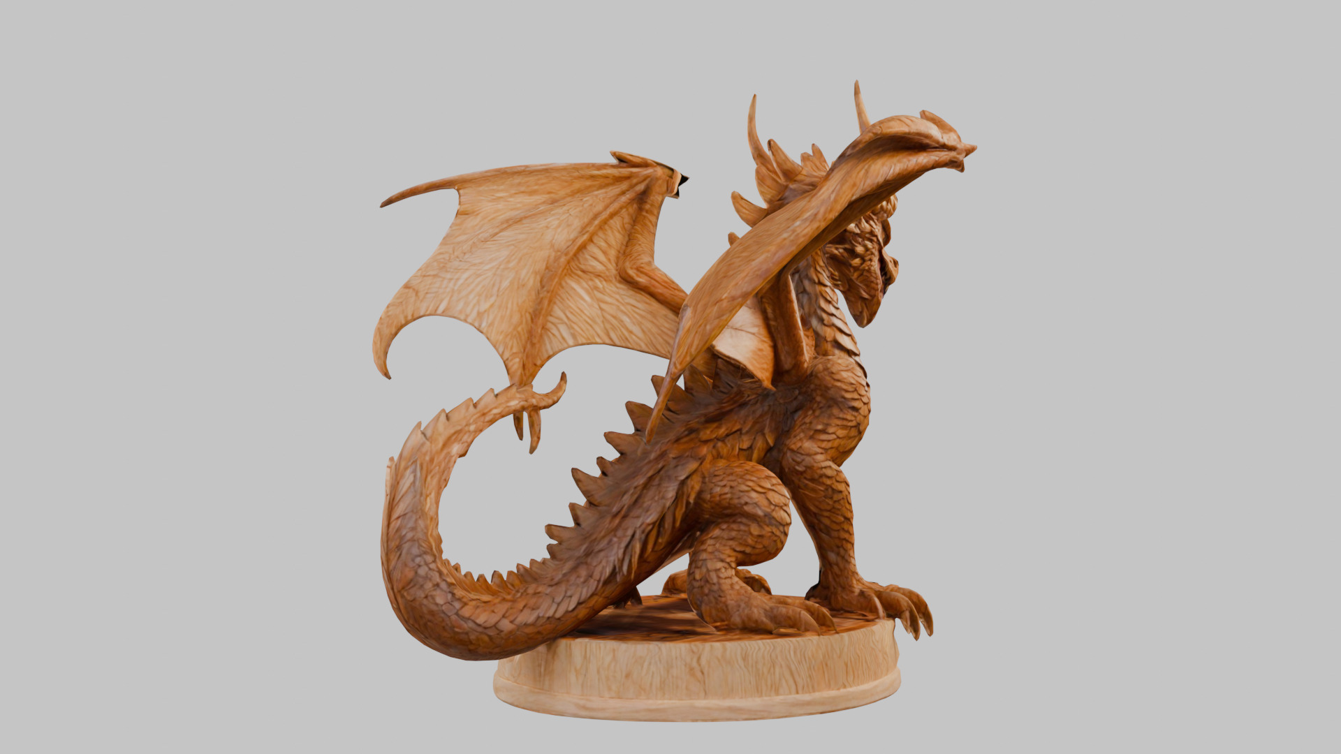 Ancient Wooden Dragon Sculpture 3D Model Low-poly 3D model_3