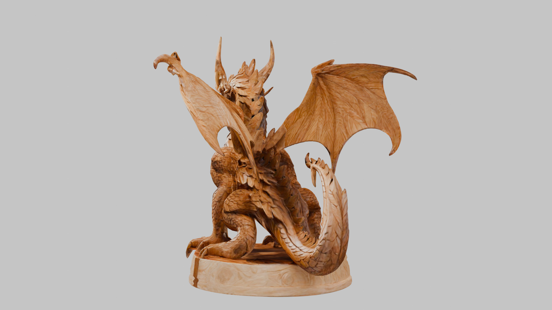 Ancient Wooden Dragon Sculpture 3D Model Low-poly 3D model_6